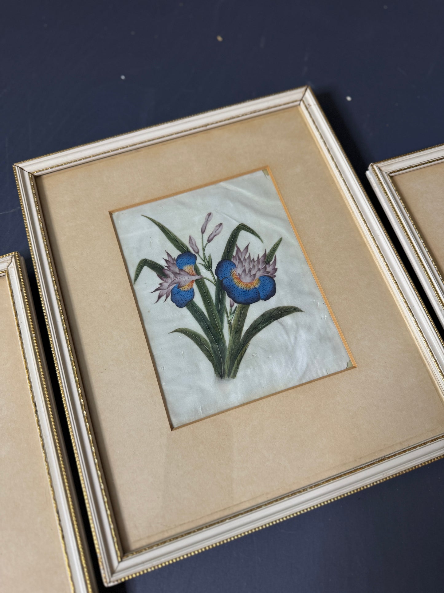 Vintage Floral Textile Art Trio