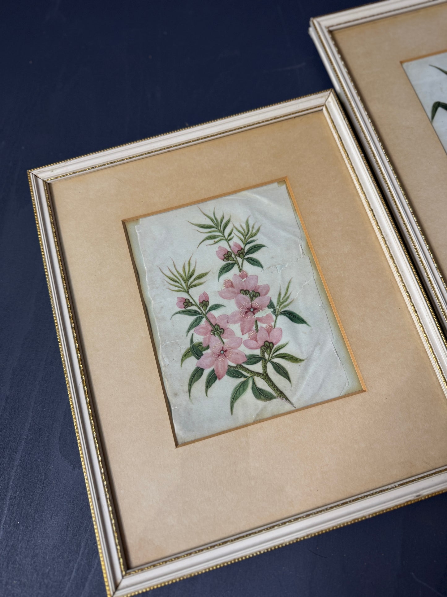 Vintage Floral Textile Art Trio