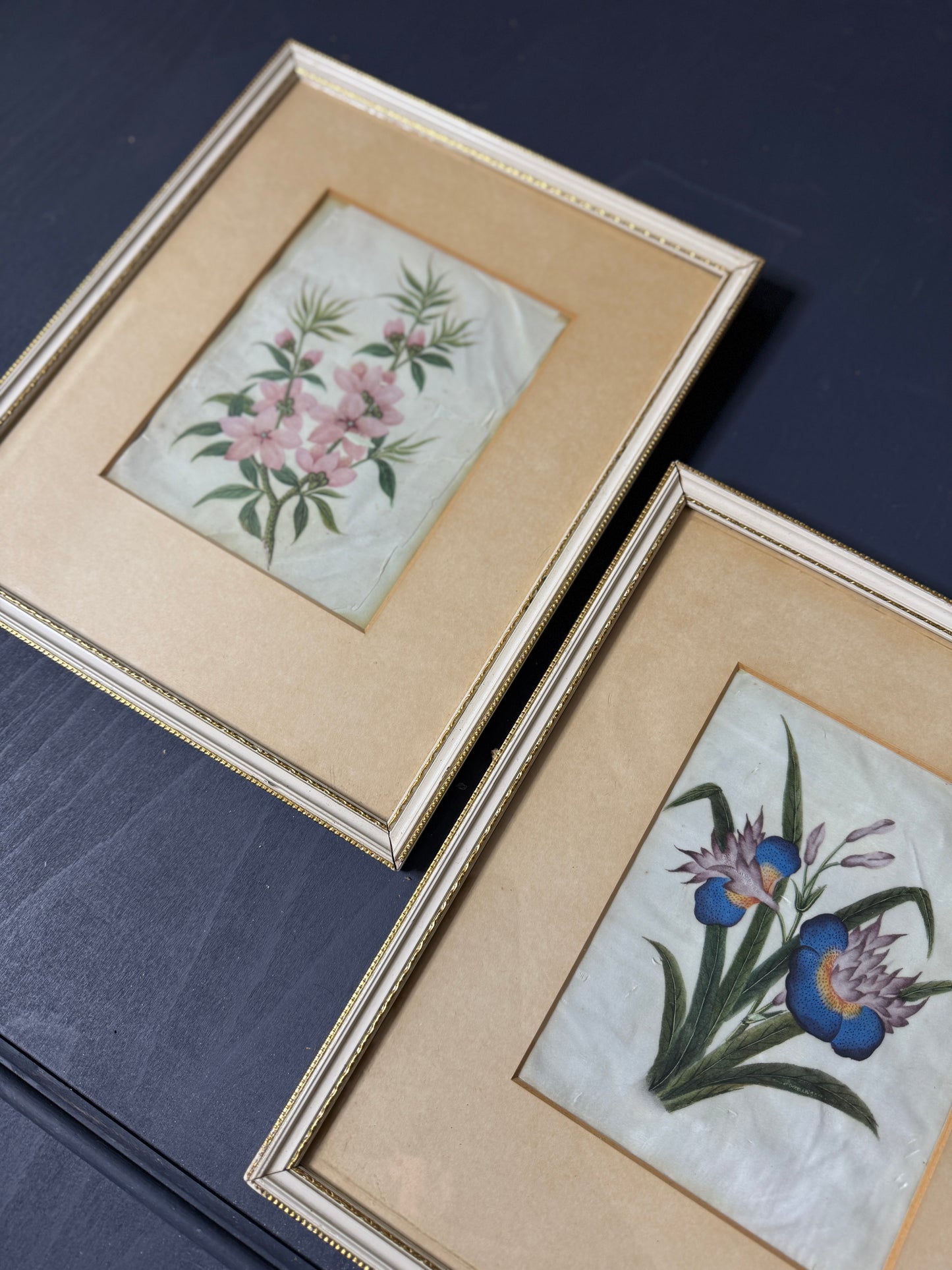Vintage Floral Textile Art Trio