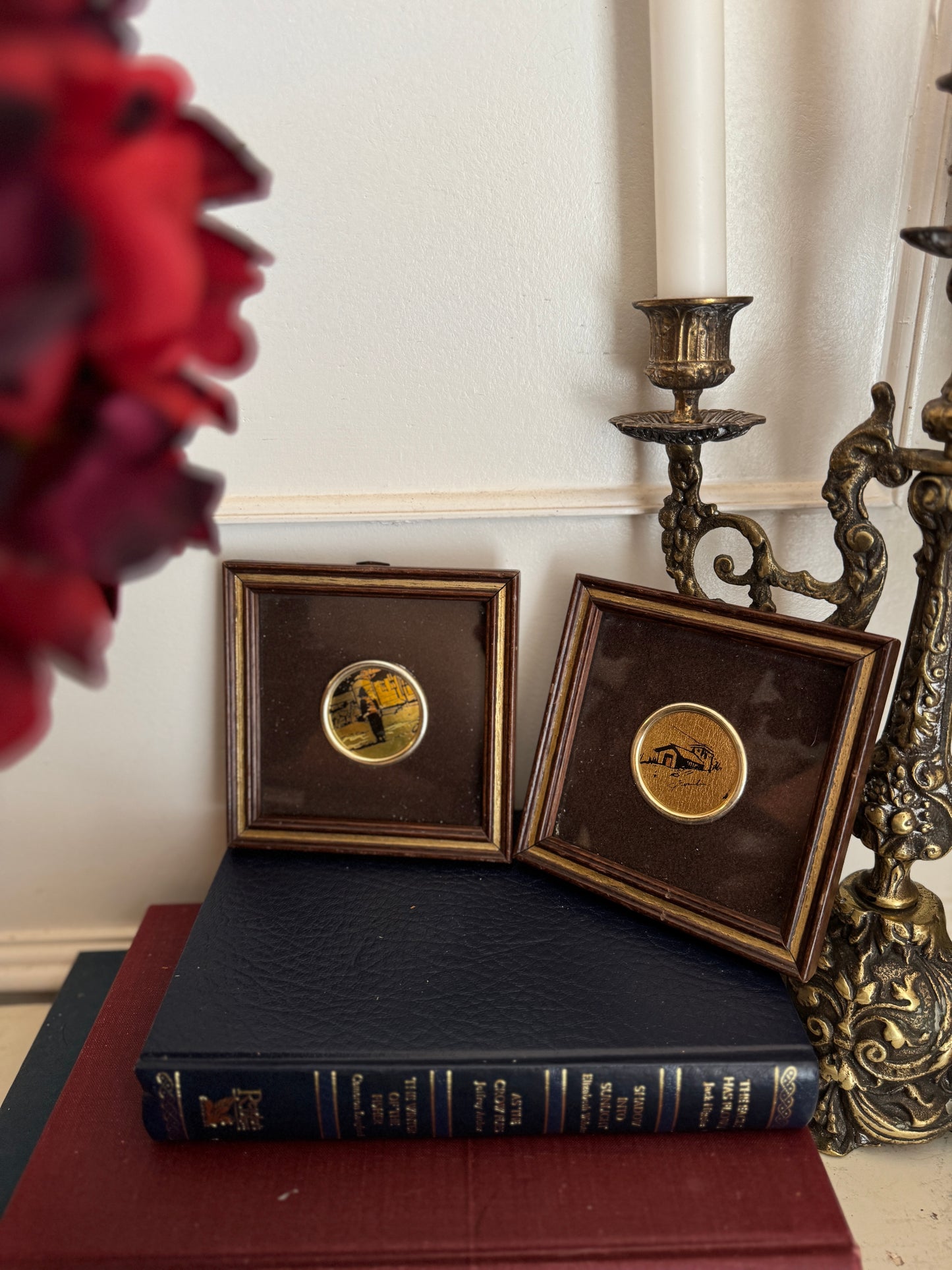 Vintage Gold Leaf Mini Art Duo