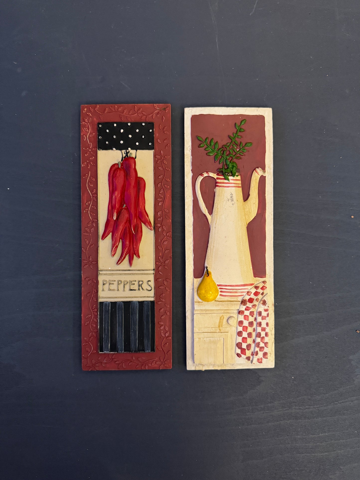 Retro Culinary Wall Plaque Pair