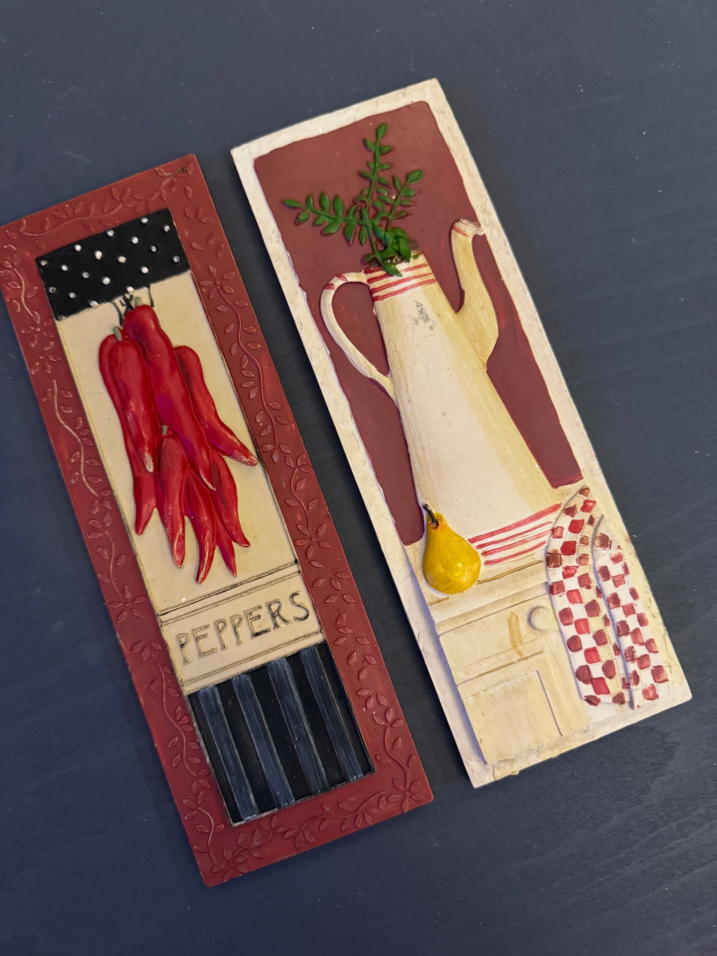 Retro Culinary Wall Plaque Pair