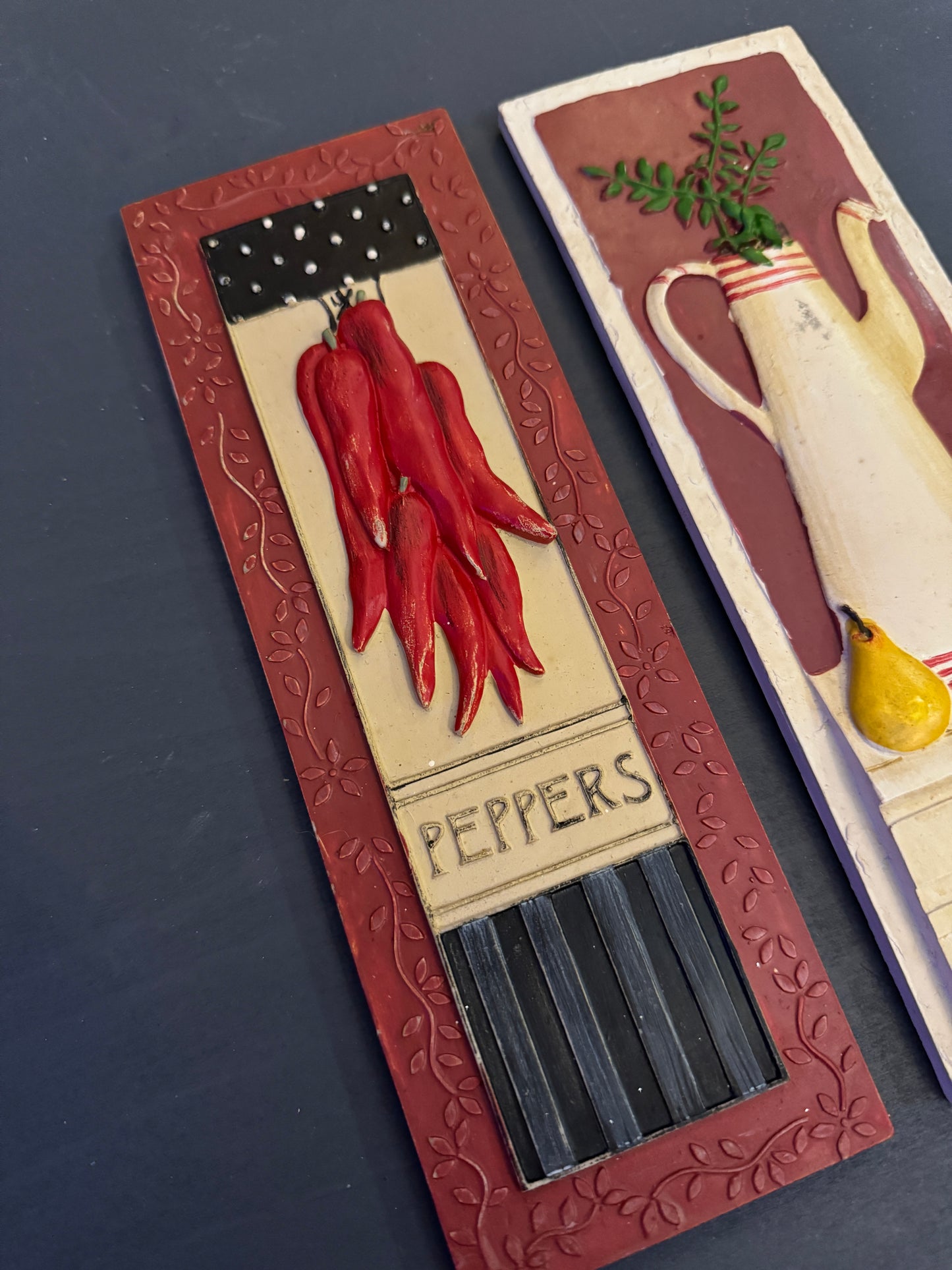 Retro Culinary Wall Plaque Pair