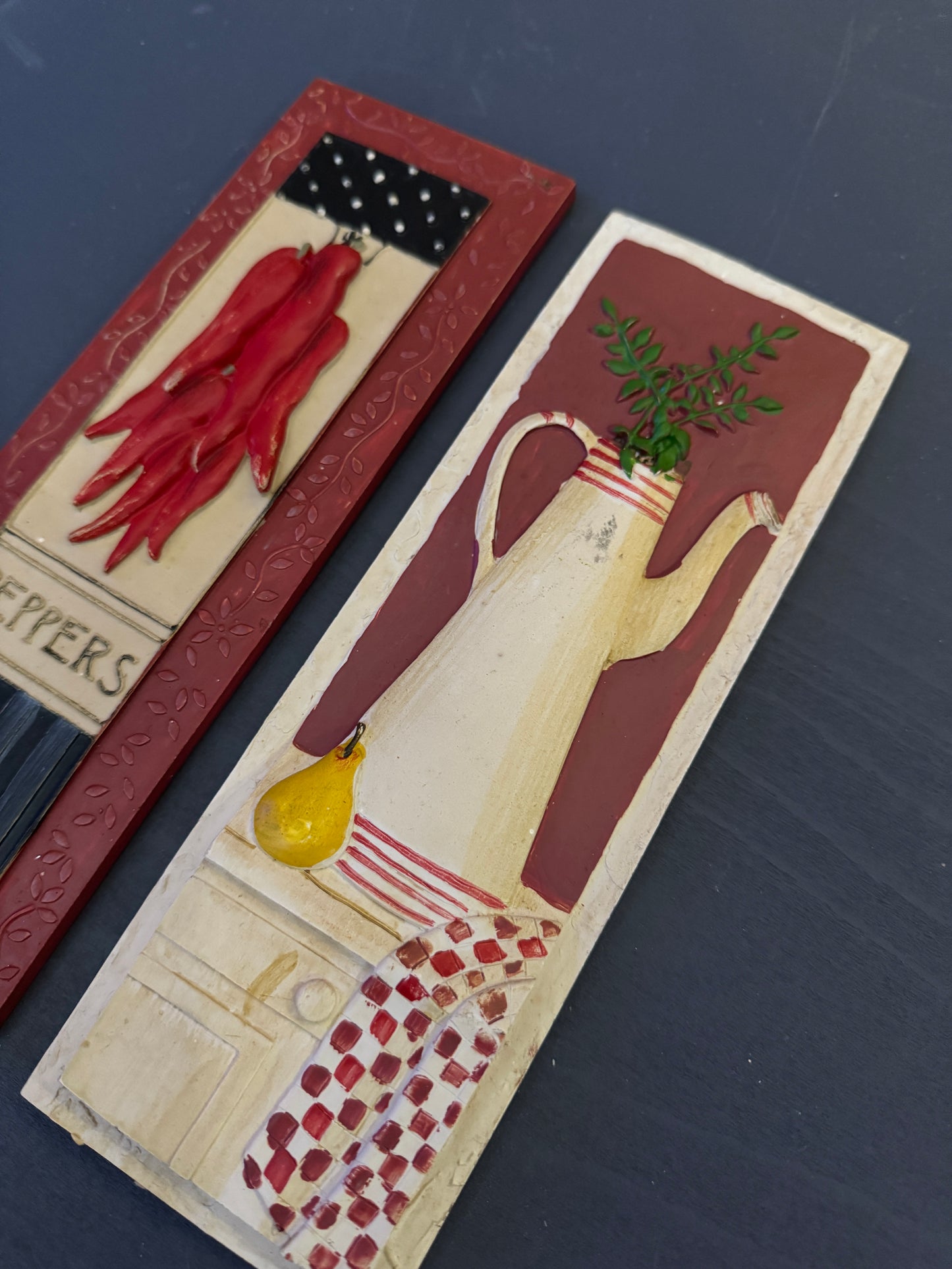 Retro Culinary Wall Plaque Pair
