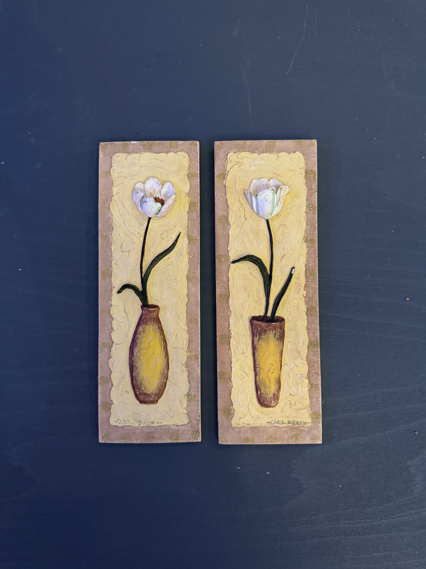 Carol Robinson 3D Resin Floral Wall Plaque – Collectible Botanical Home Decor