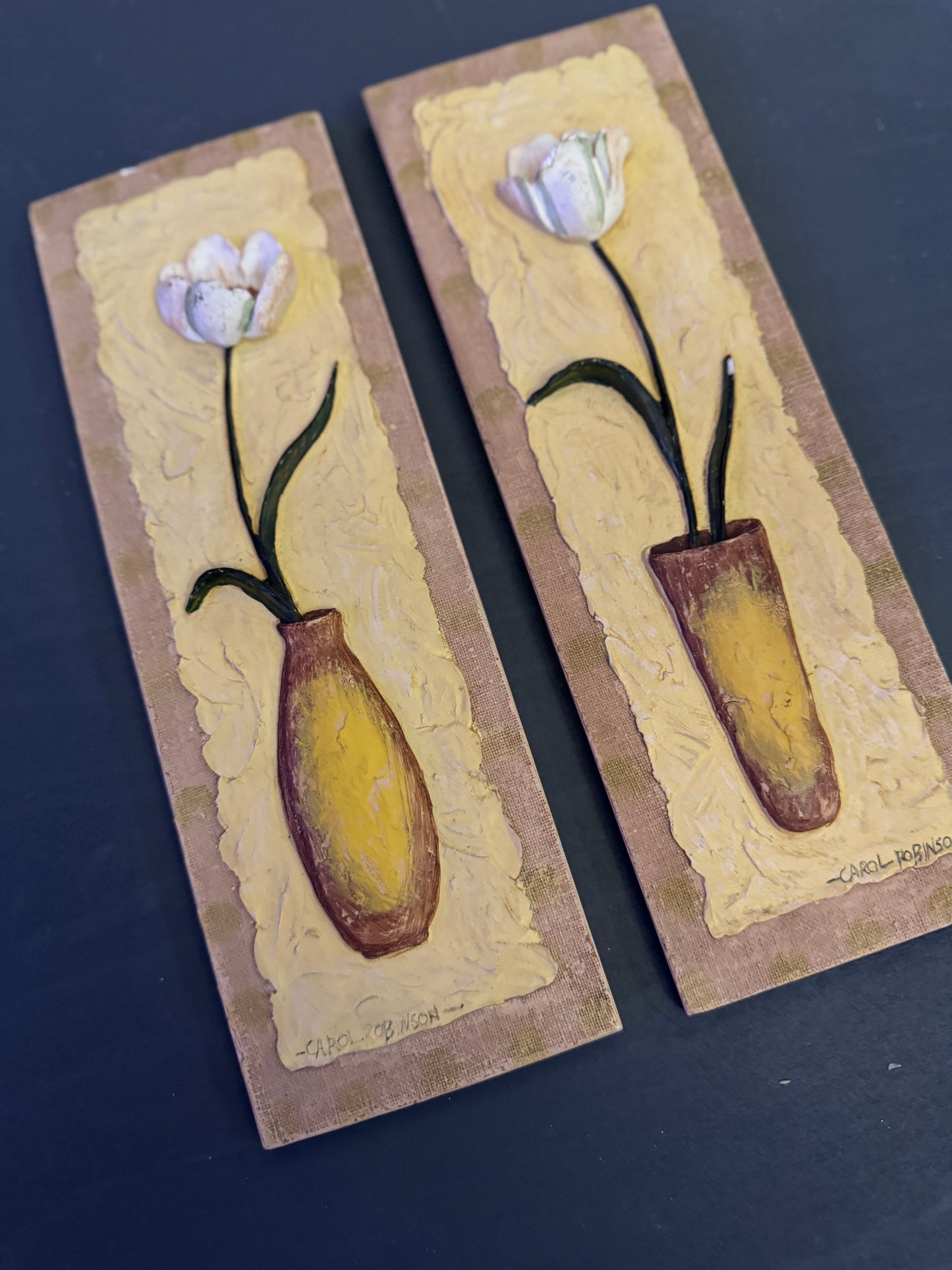 Carol Robinson 3D Resin Floral Wall Plaque – Collectible Botanical Home Decor