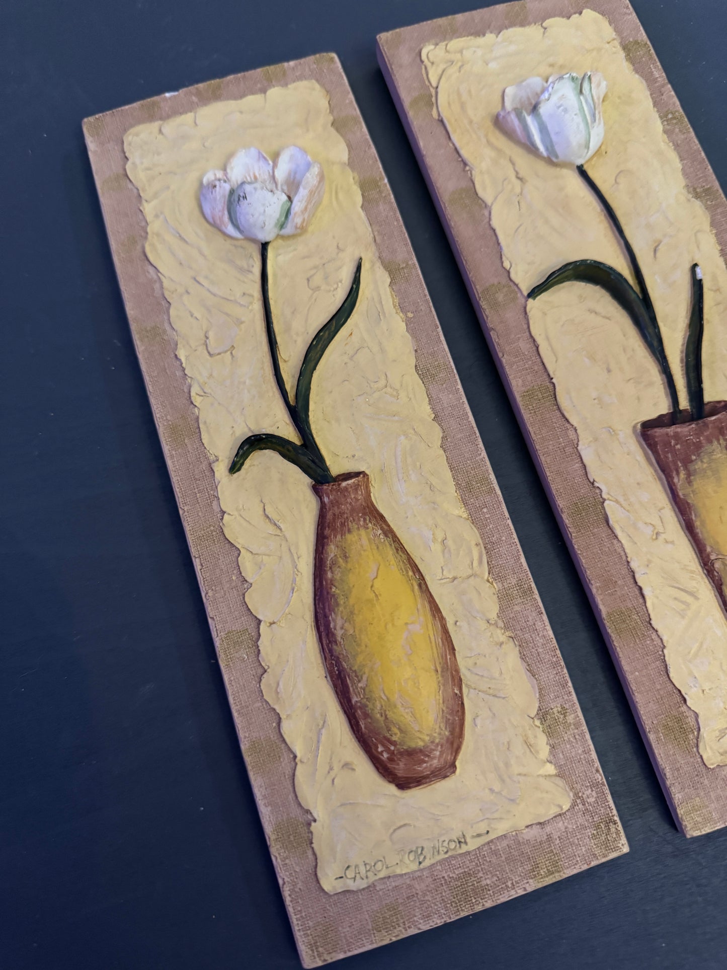 Carol Robinson 3D Resin Floral Wall Plaque – Collectible Botanical Home Decor