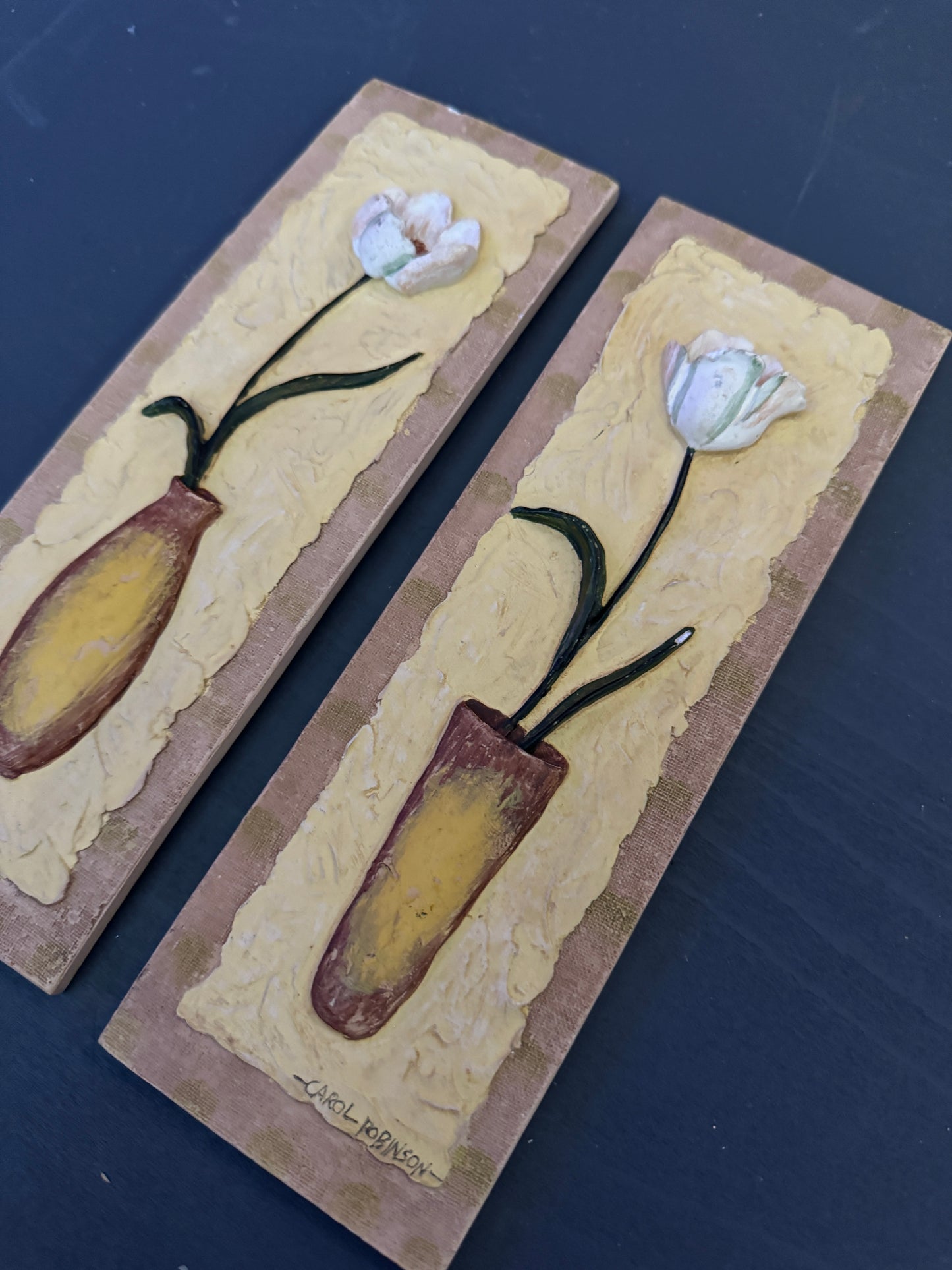 Carol Robinson 3D Resin Floral Wall Plaque – Collectible Botanical Home Decor