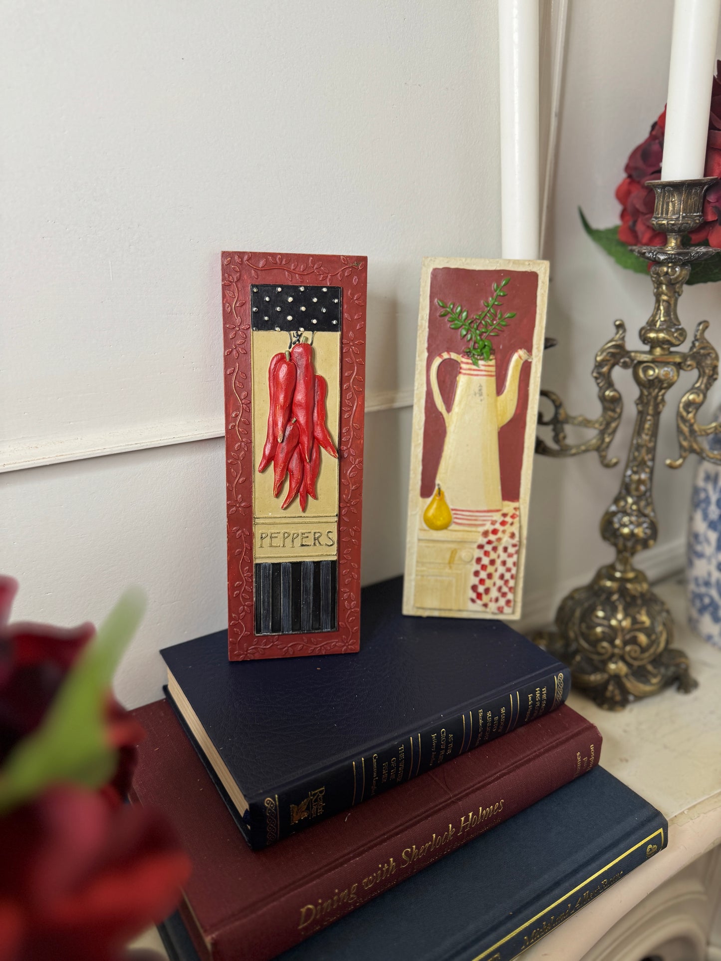 Retro Culinary Wall Plaque Pair