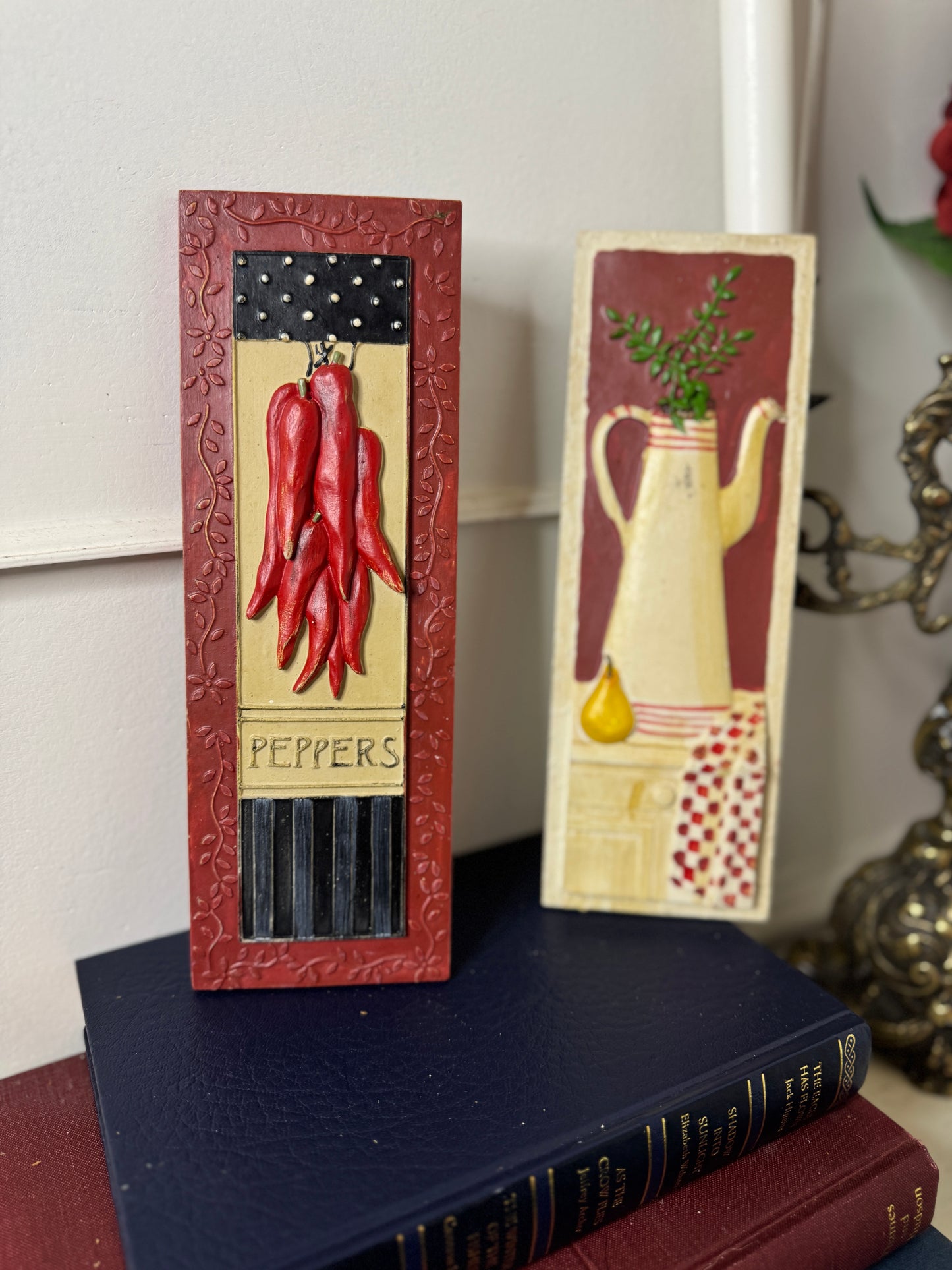 Retro Culinary Wall Plaque Pair