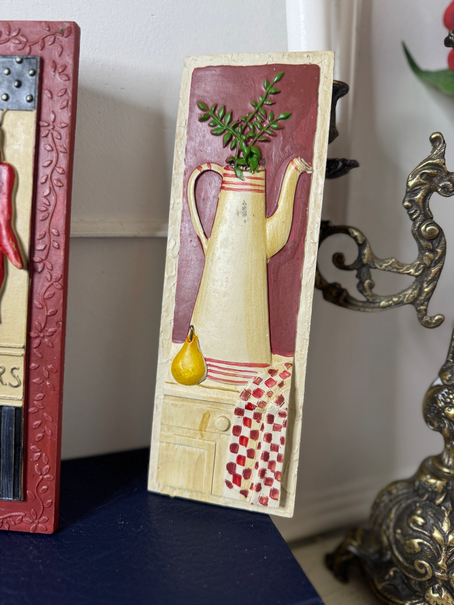 Retro Culinary Wall Plaque Pair