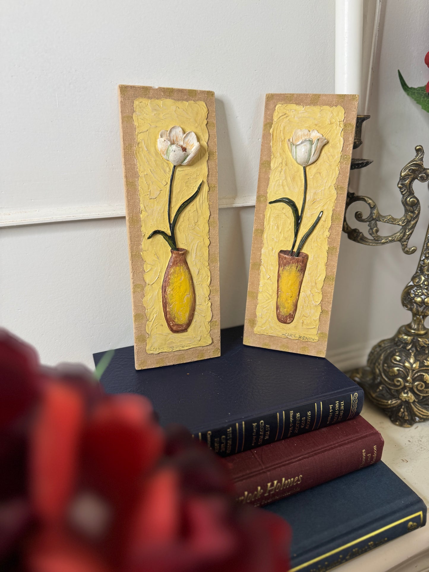 Carol Robinson 3D Resin Floral Wall Plaque – Collectible Botanical Home Decor