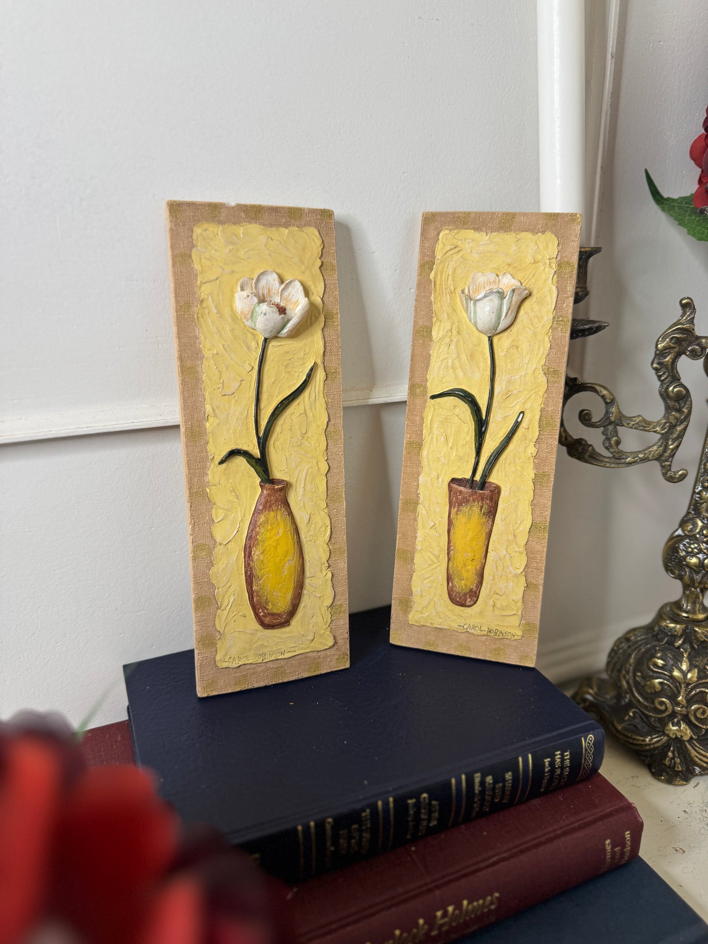 Carol Robinson 3D Resin Floral Wall Plaque – Collectible Botanical Home Decor