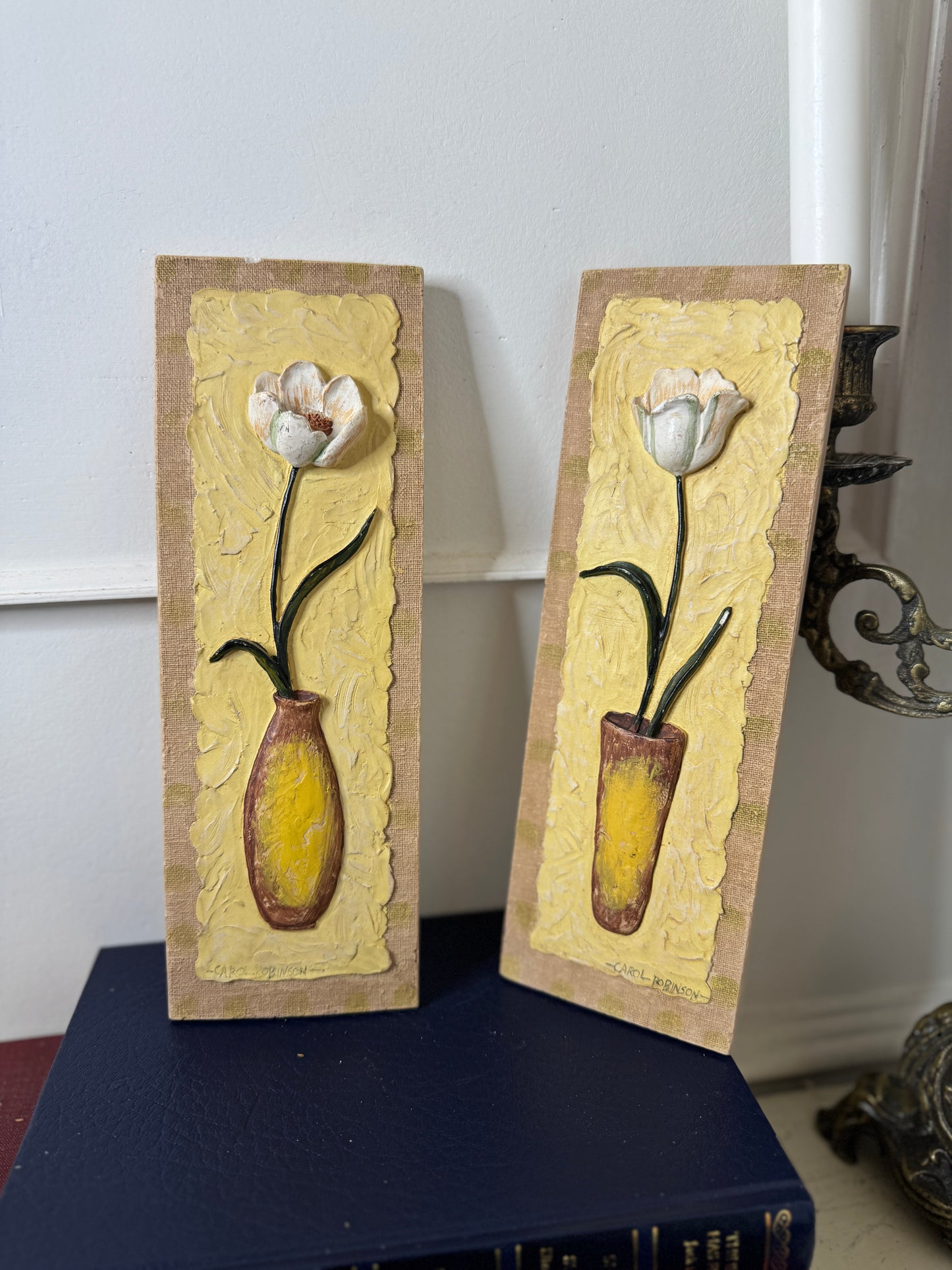Carol Robinson 3D Resin Floral Wall Plaque – Collectible Botanical Home Decor