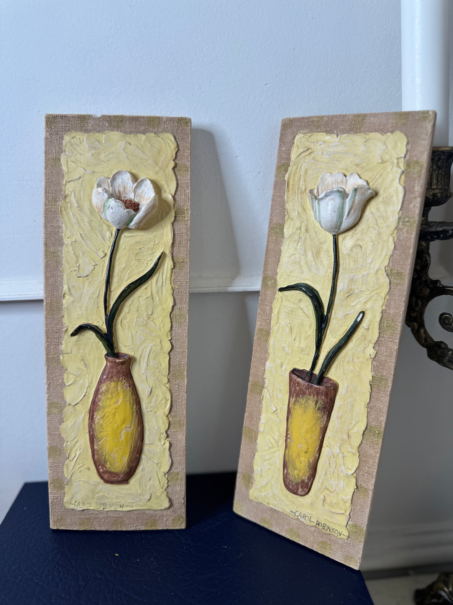 Carol Robinson 3D Resin Floral Wall Plaque – Collectible Botanical Home Decor