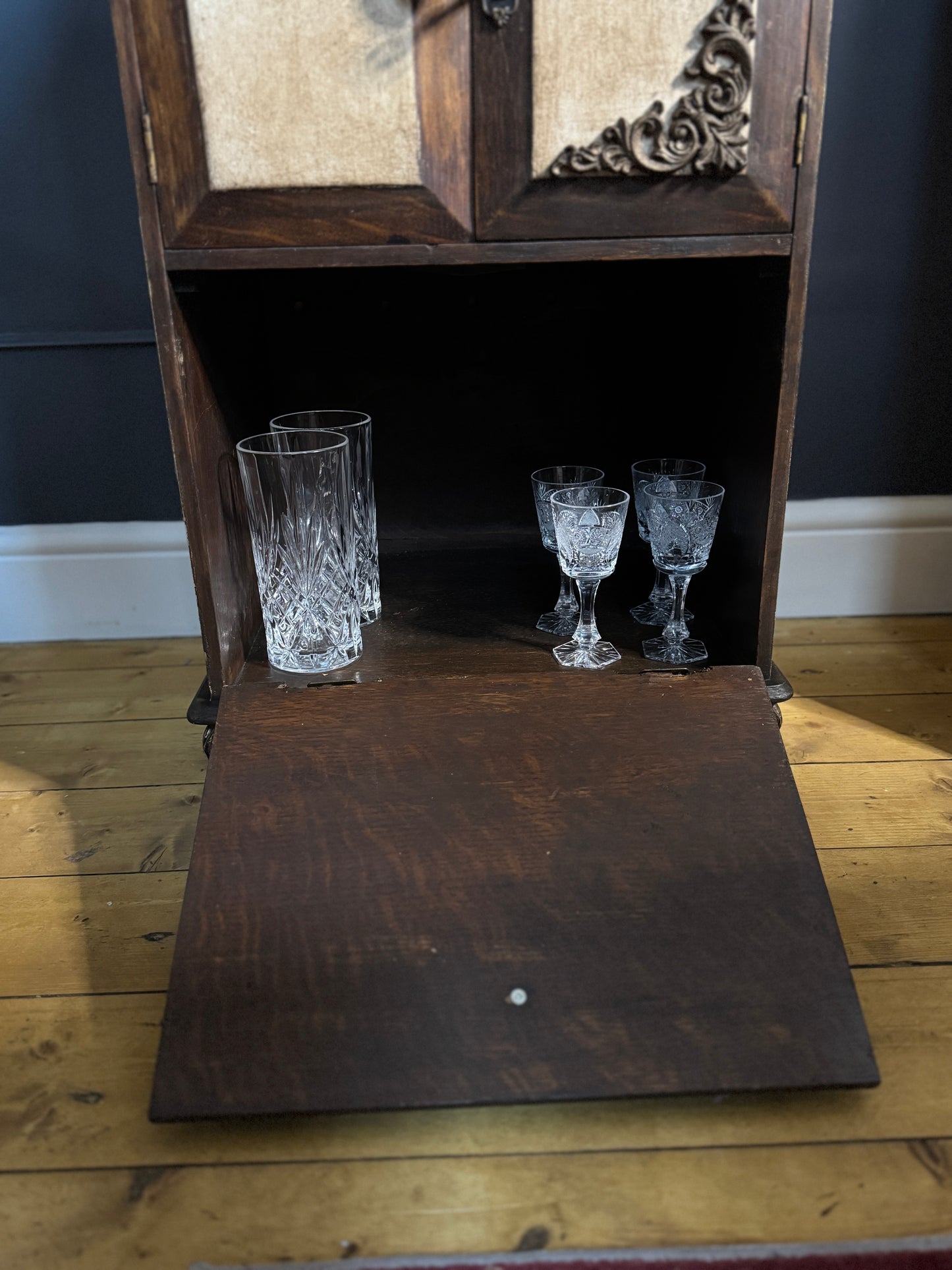 Vintage Upcycled Distressed Small Drink Cabinet with Lock