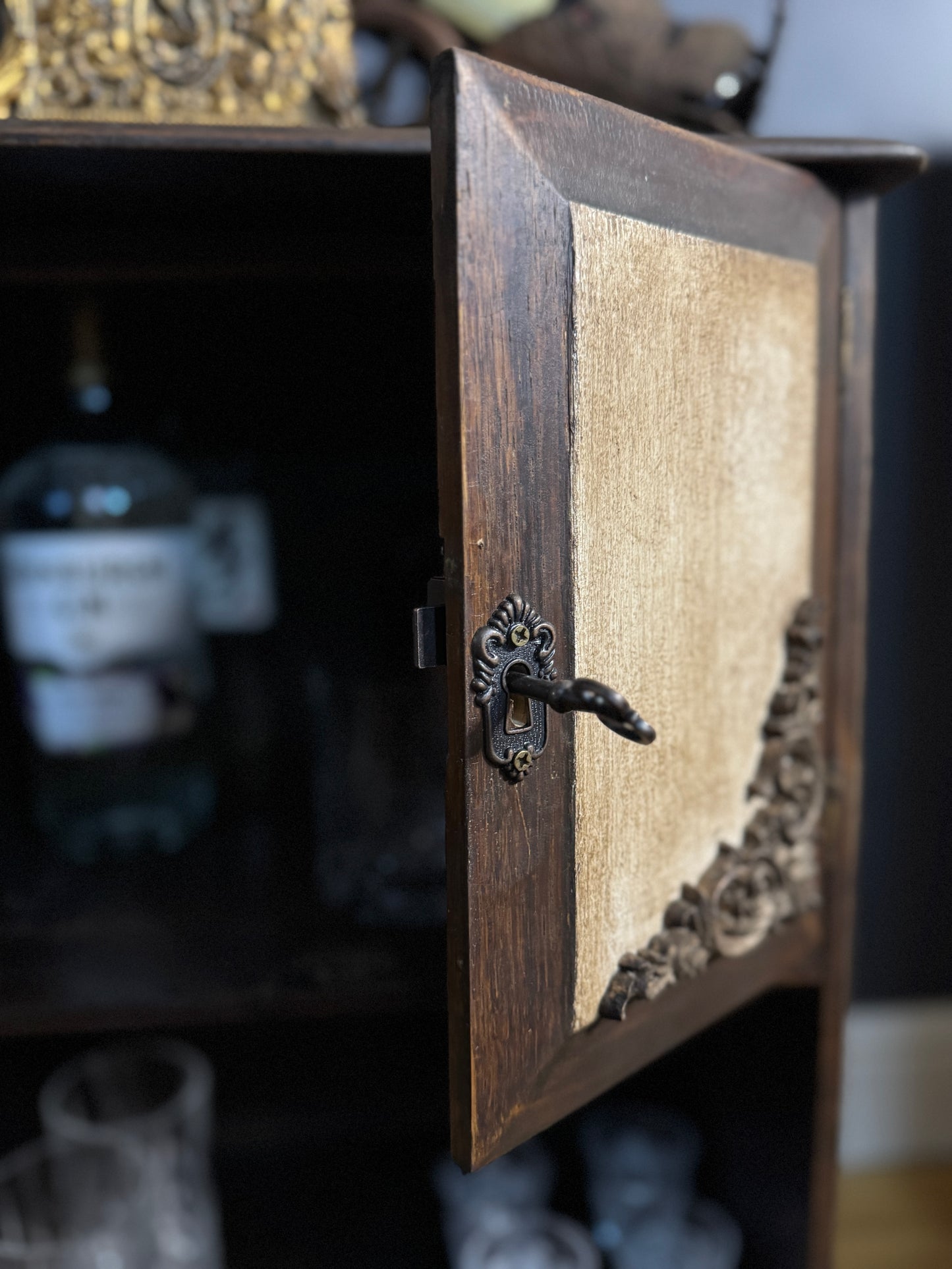 Vintage Upcycled Distressed Small Drink Cabinet with Lock