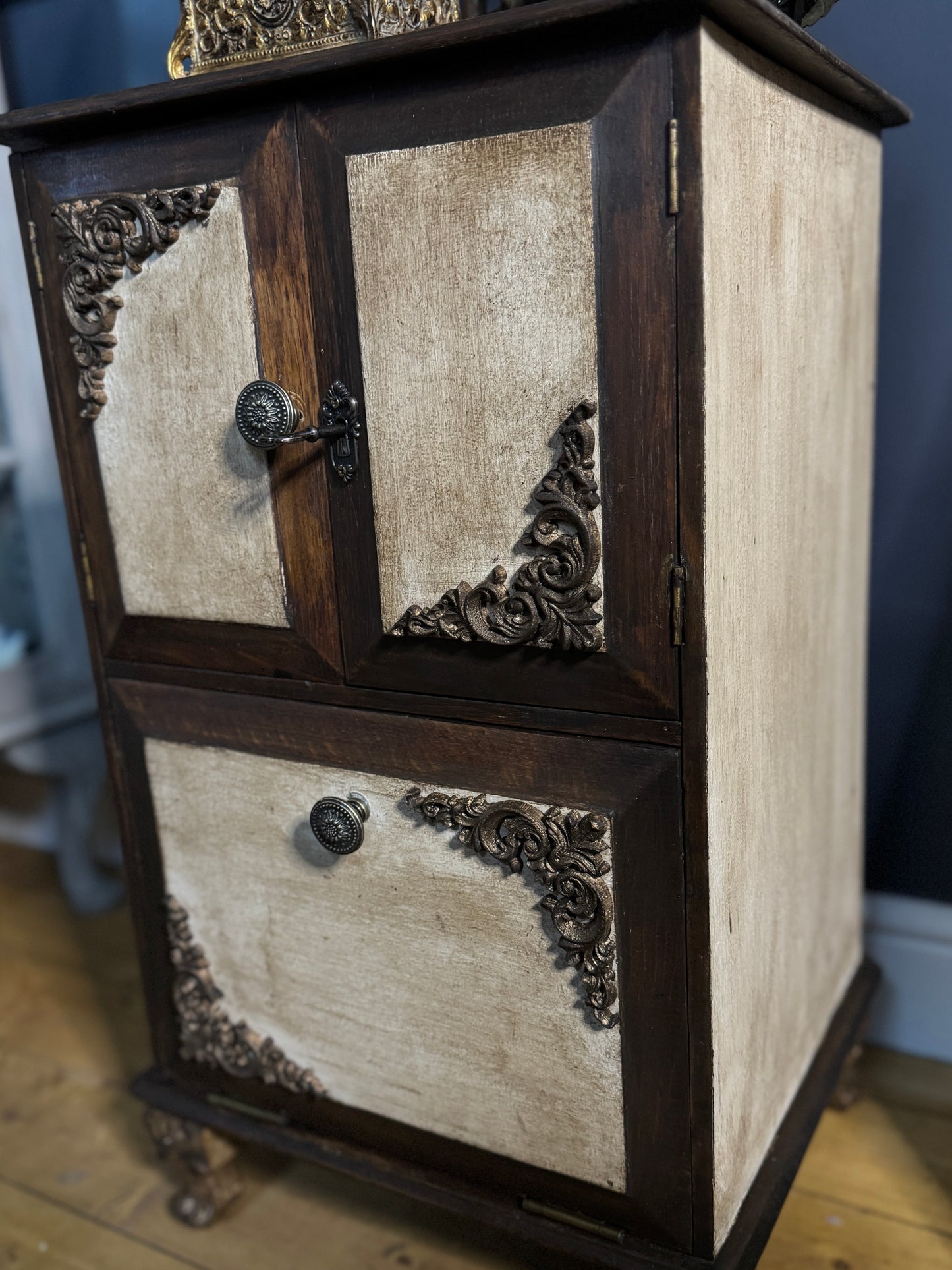 Vintage Upcycled Distressed Small Drink Cabinet with Lock