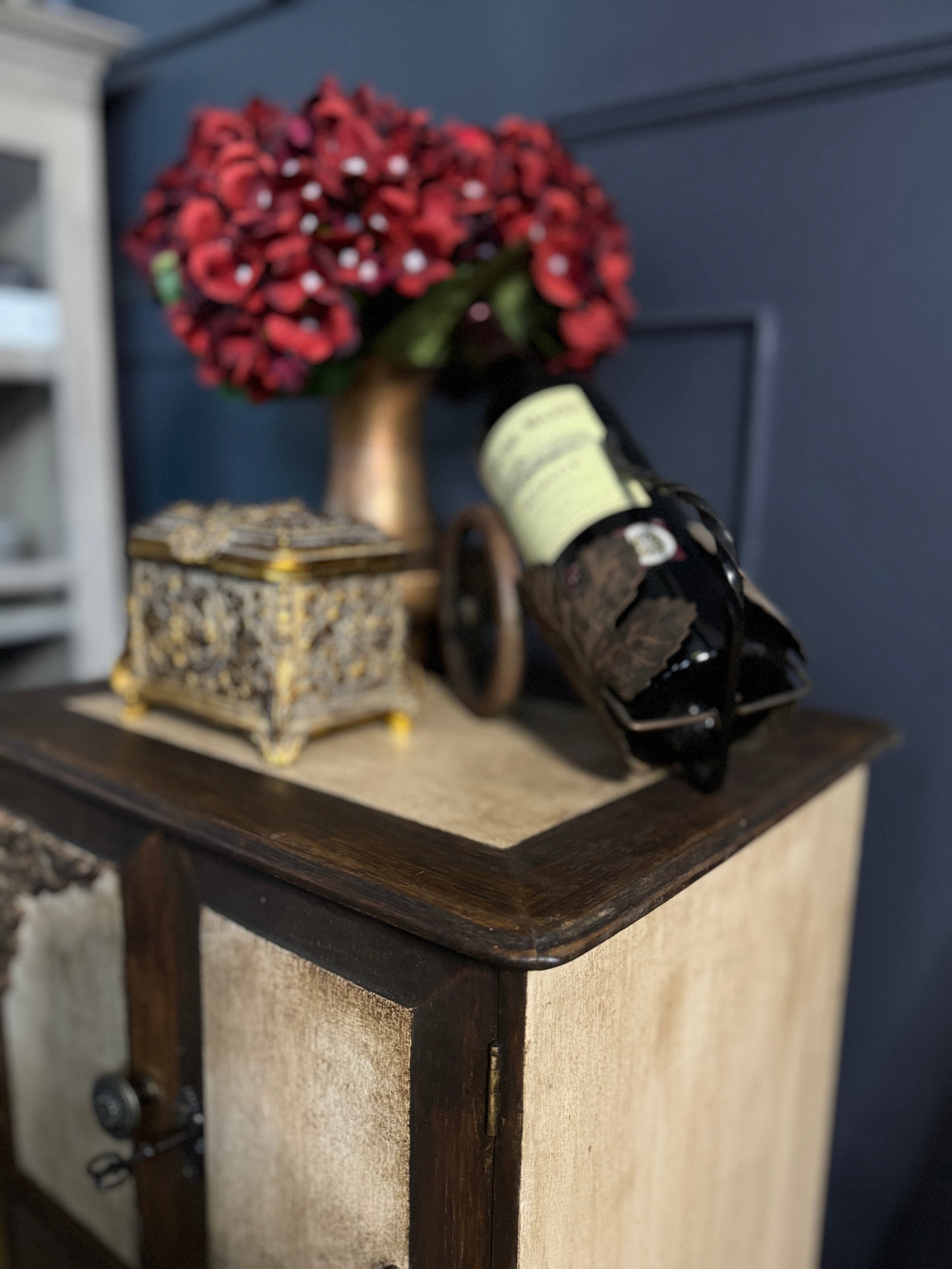 Vintage Upcycled Distressed Small Drink Cabinet with Lock