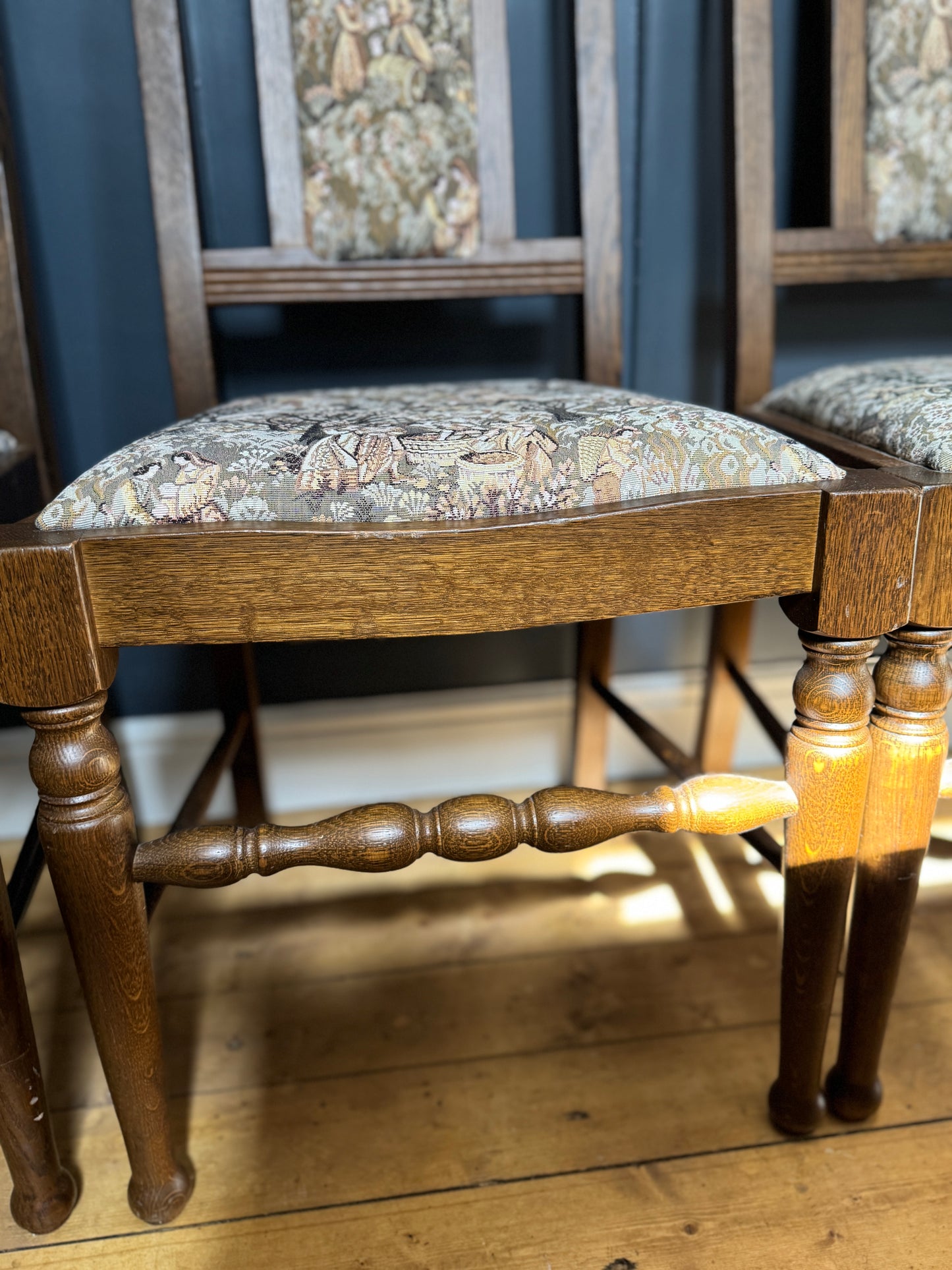 Vintage Tapestry Matching Dining Chairs ( x 4 )