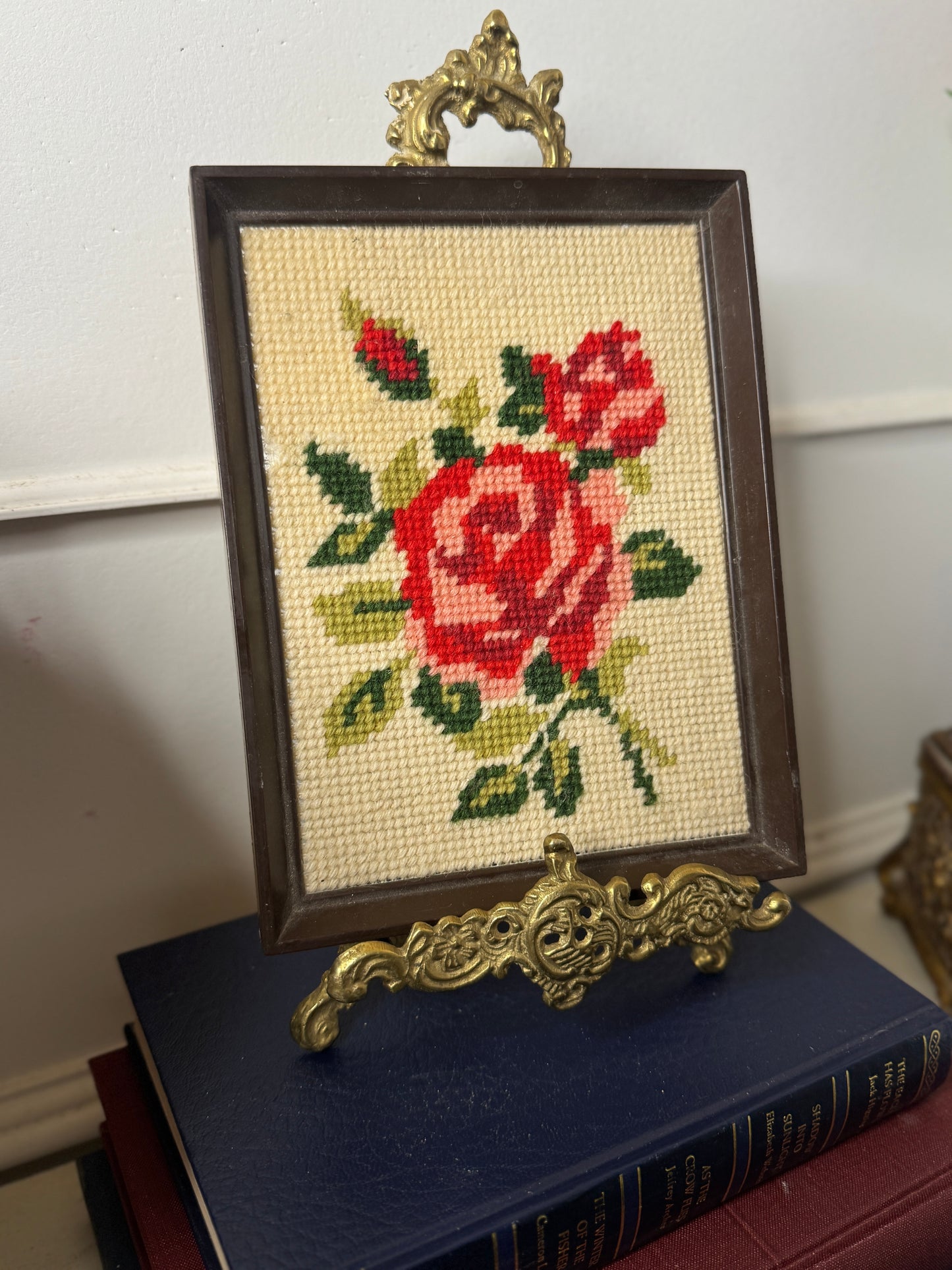 Rustic Red Rose Embroidery