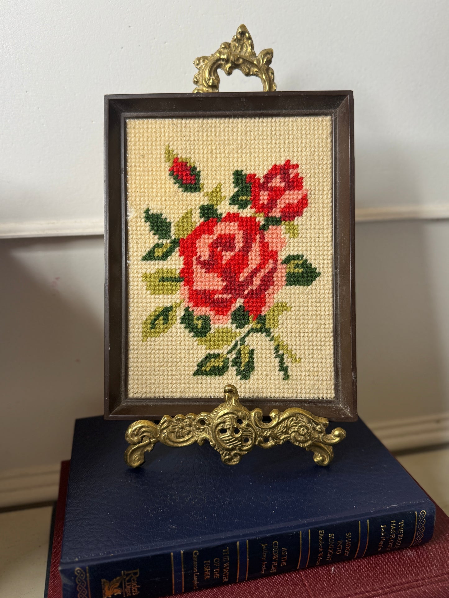 Rustic Red Rose Embroidery