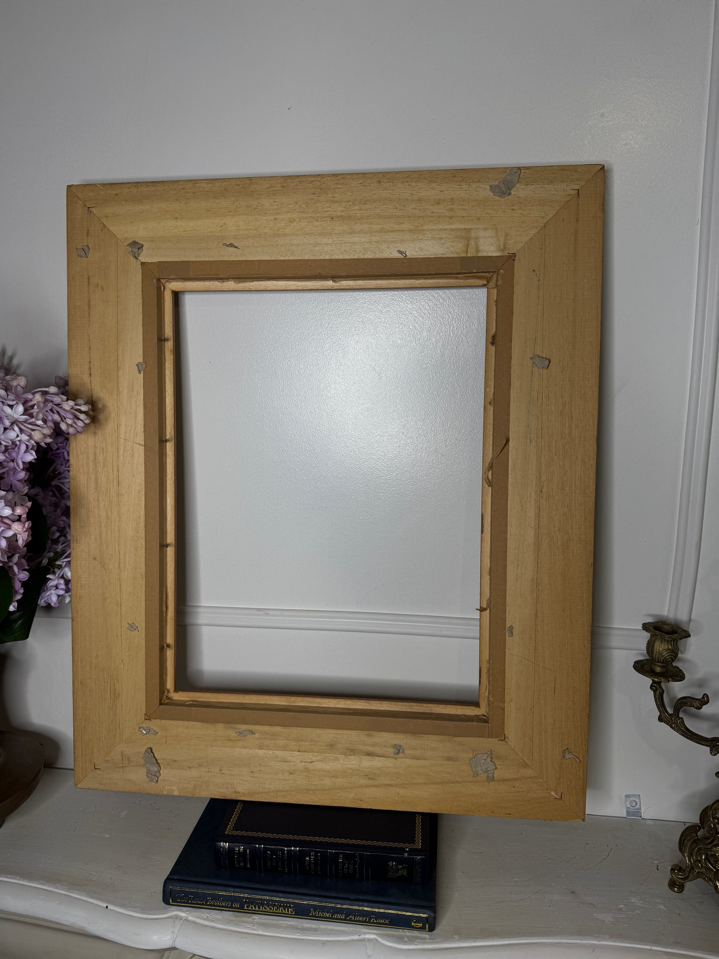 Vintage Gilt Light Pink & Beige Dusted French Chic-Style Ornate Frame: 63 x 53 cm