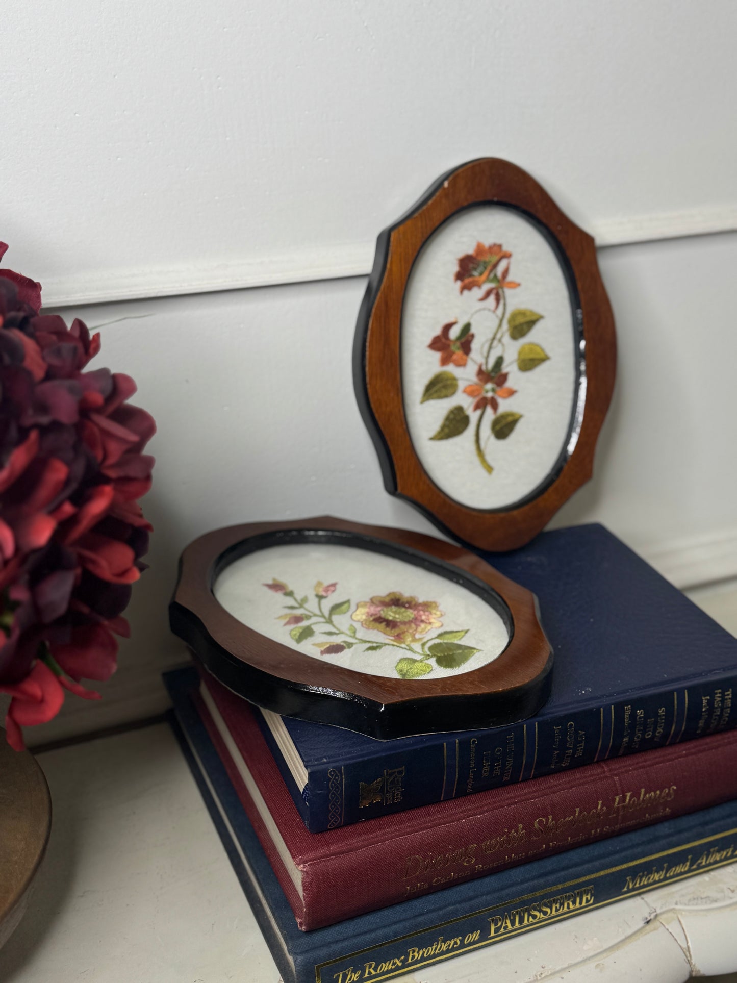 The Rosemere Collection – Vintage Floral Embroidery in Carved Frames