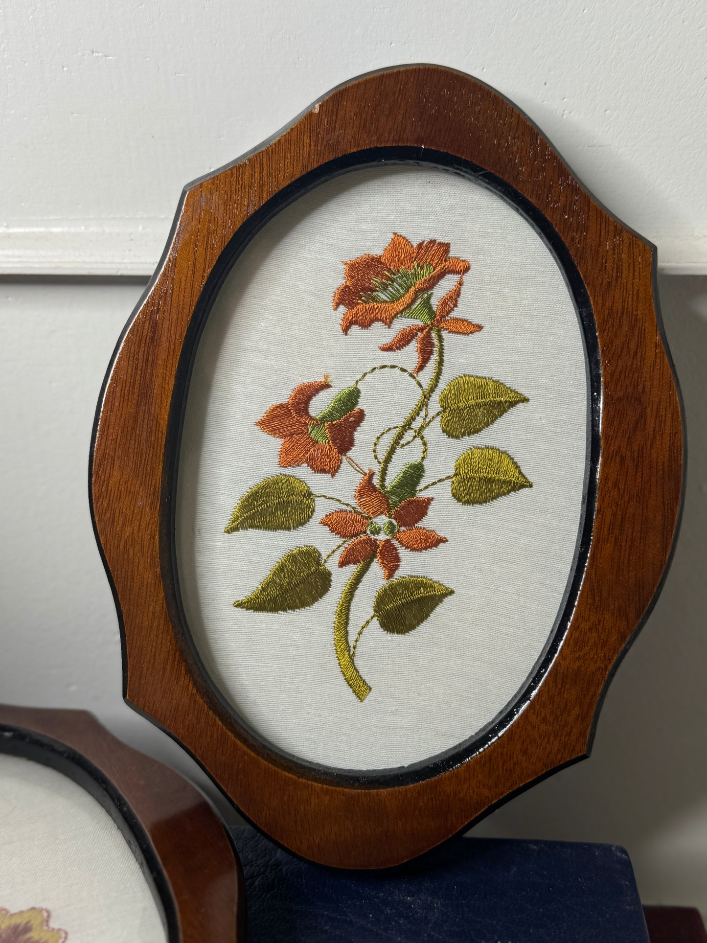 The Rosemere Collection – Vintage Floral Embroidery in Carved Frames