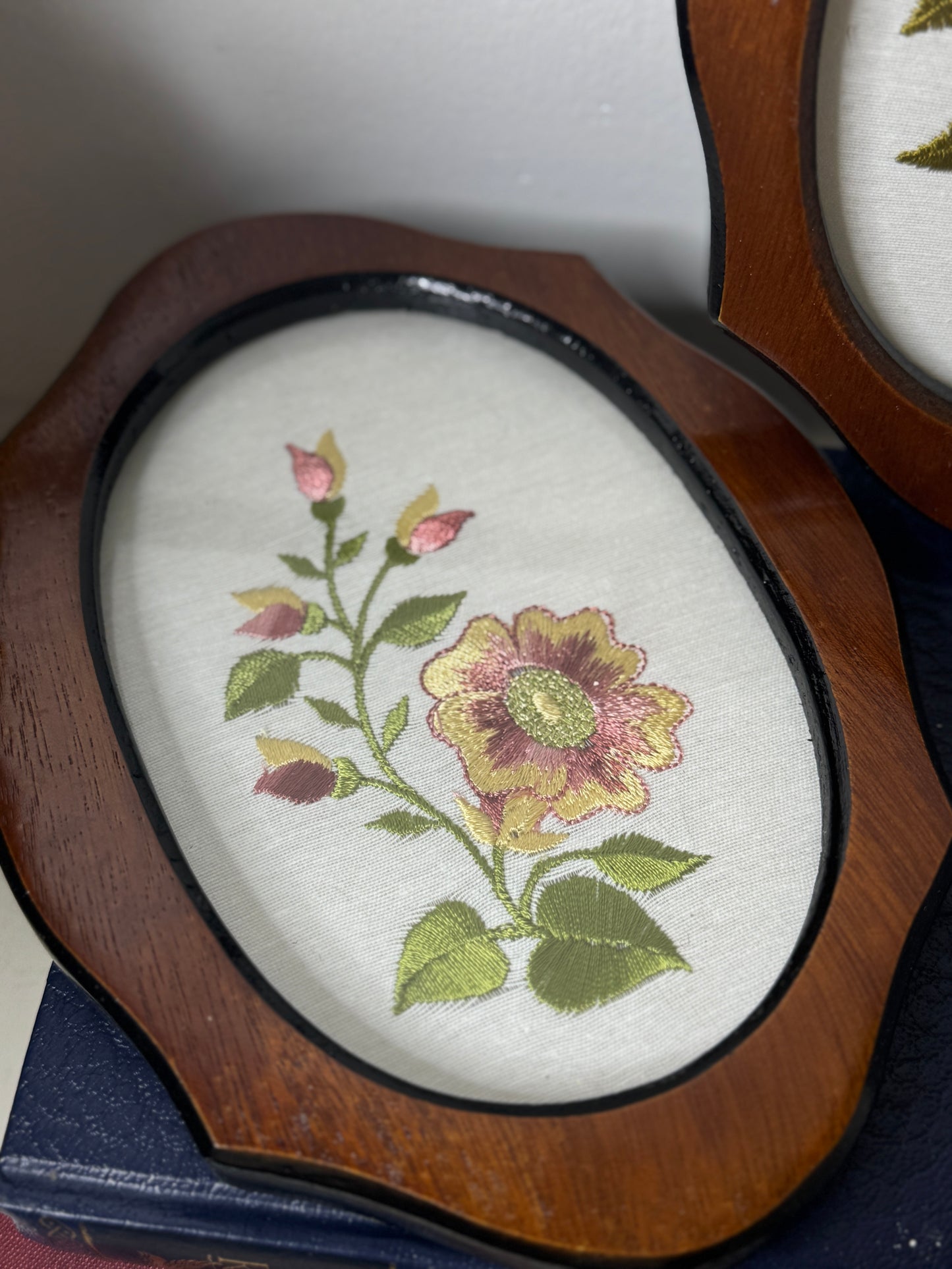 The Rosemere Collection – Vintage Floral Embroidery in Carved Frames