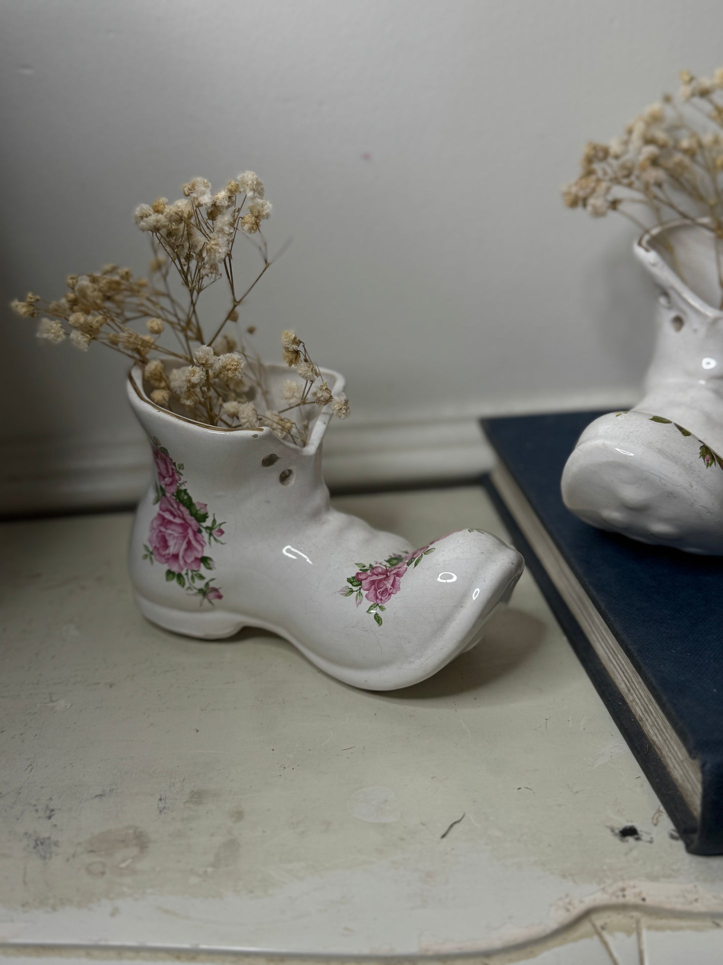Vintage 1980s Ceramic Boot Planters