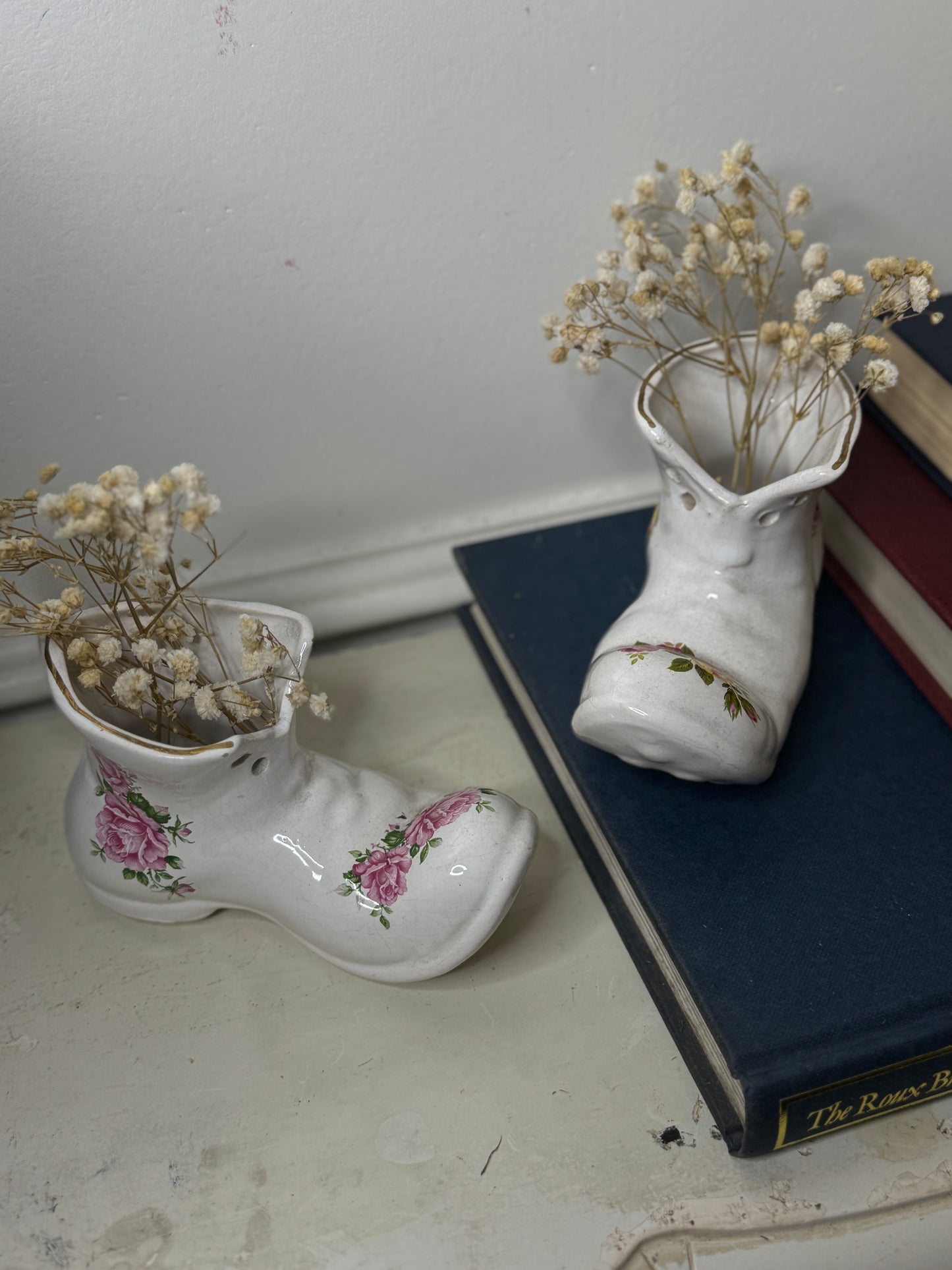 Vintage 1980s Ceramic Boot Planters