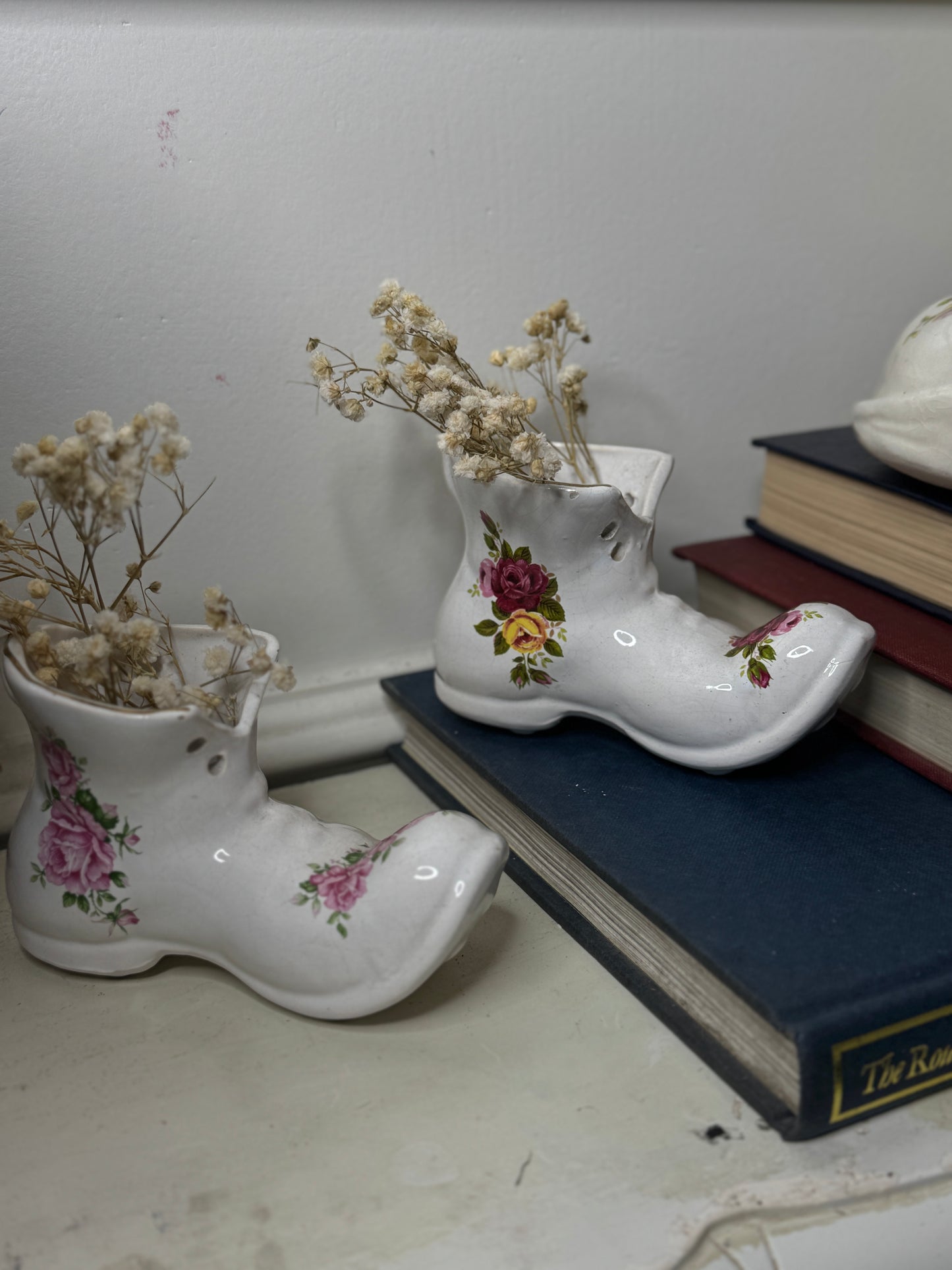 Vintage 1980s Ceramic Boot Planters
