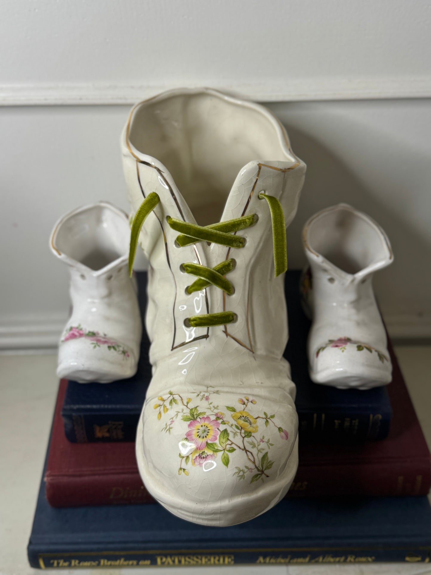 Vintage 1980s Ceramic Boot Planters
