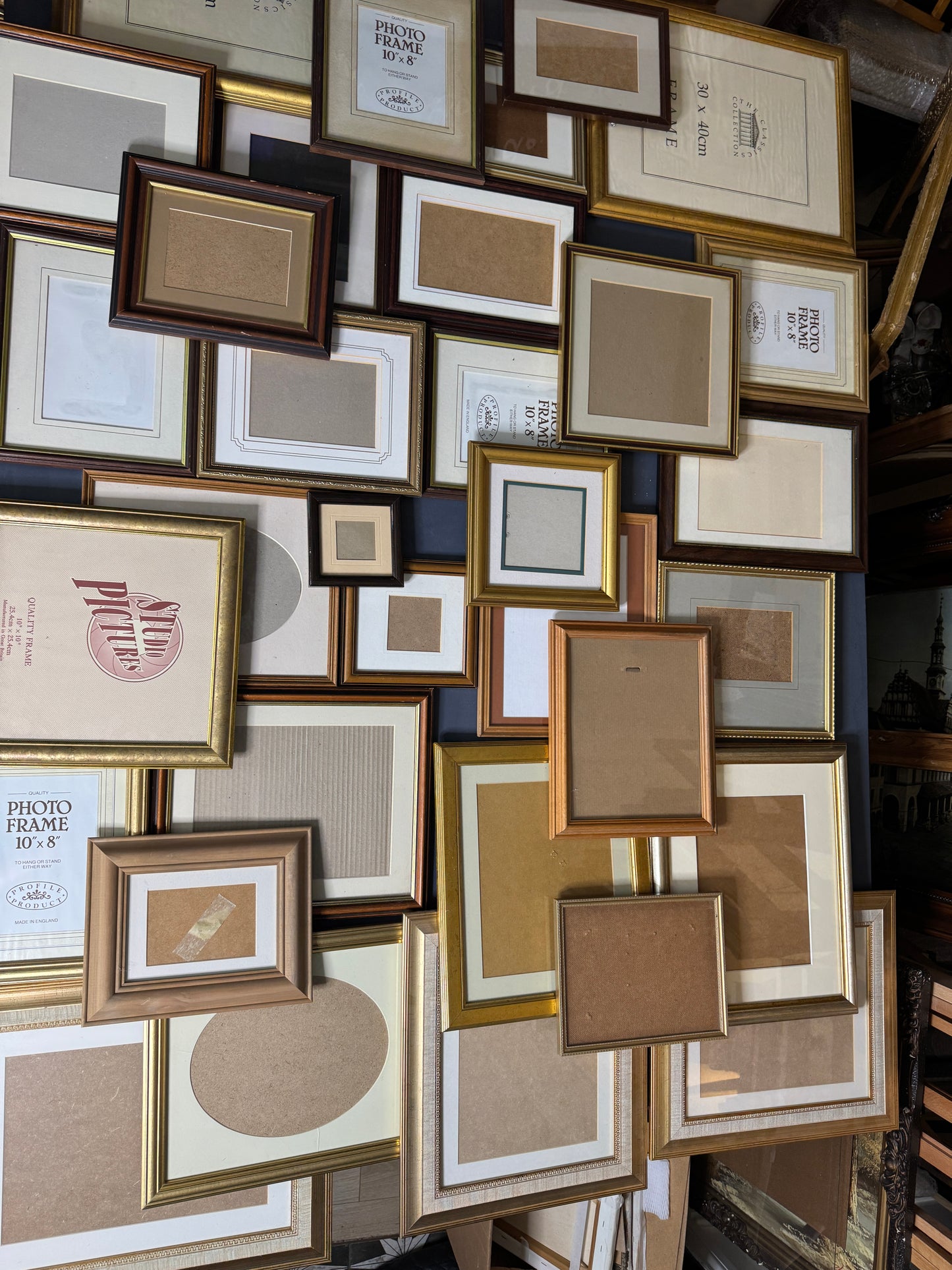 Job Lot of 33 Vintage Frames | Mixed Wooden & Gold Frames -Perfect to cover a Large Wall or Staircase Gallery Wall