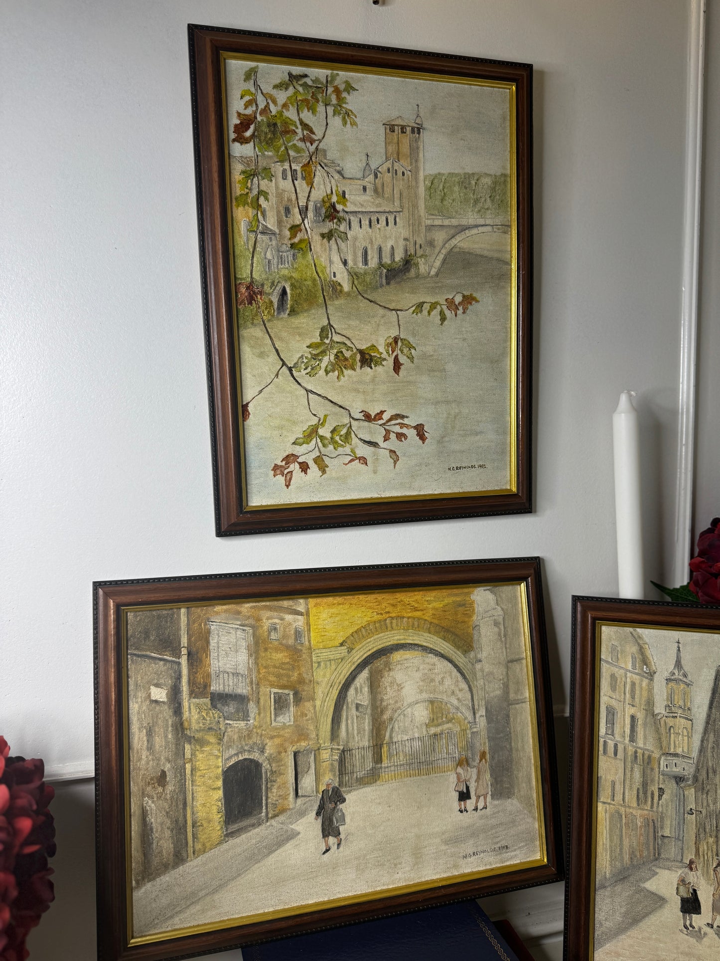 Vintage Oil Painting Gallery Set | N.G. Reynolds – Peaceful Roads & Countryside