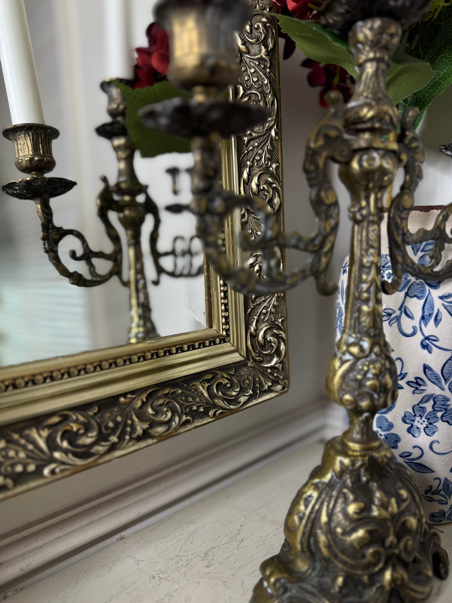 Vintage Large Gold Heavy Mirror in Belvoir Frame