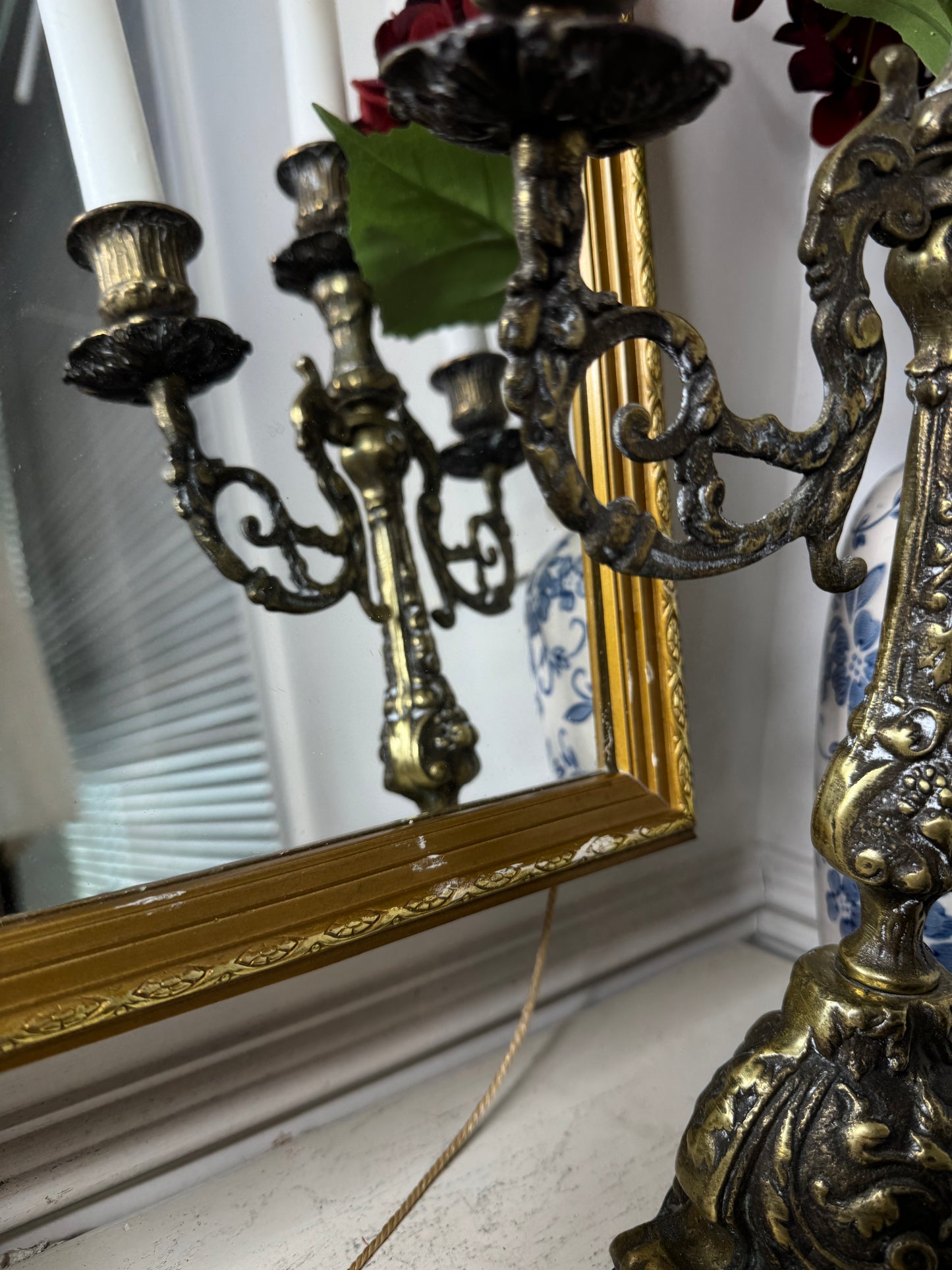Vintage Gold Gilt Slim Trimmed Dresser Mirror