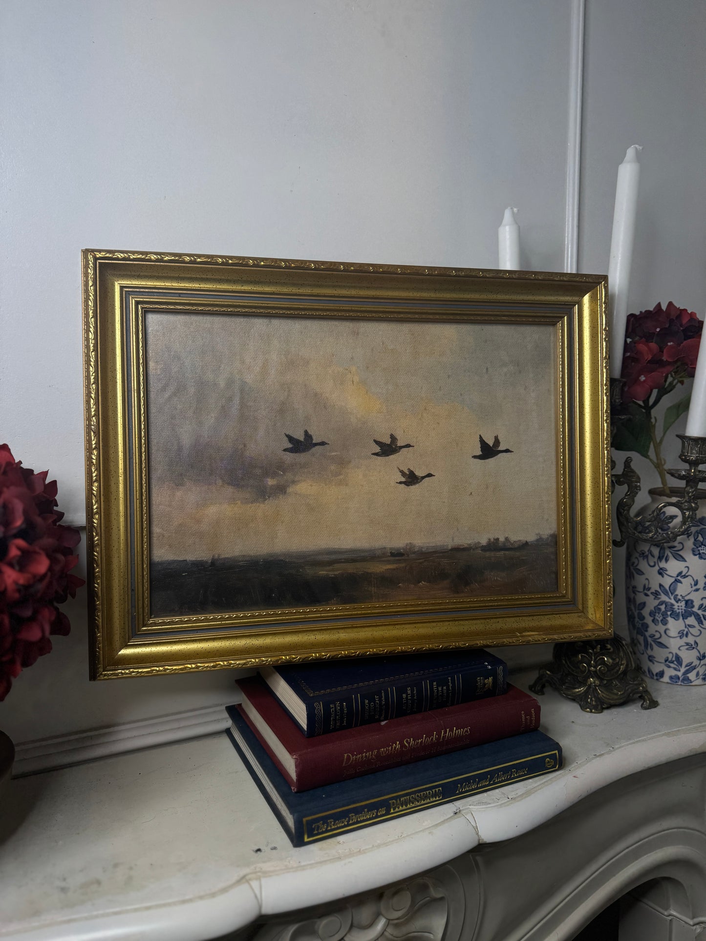 Château Elegance Wall Set – Vintage Gold Gilt Frames with Moody Dark Themed Prints