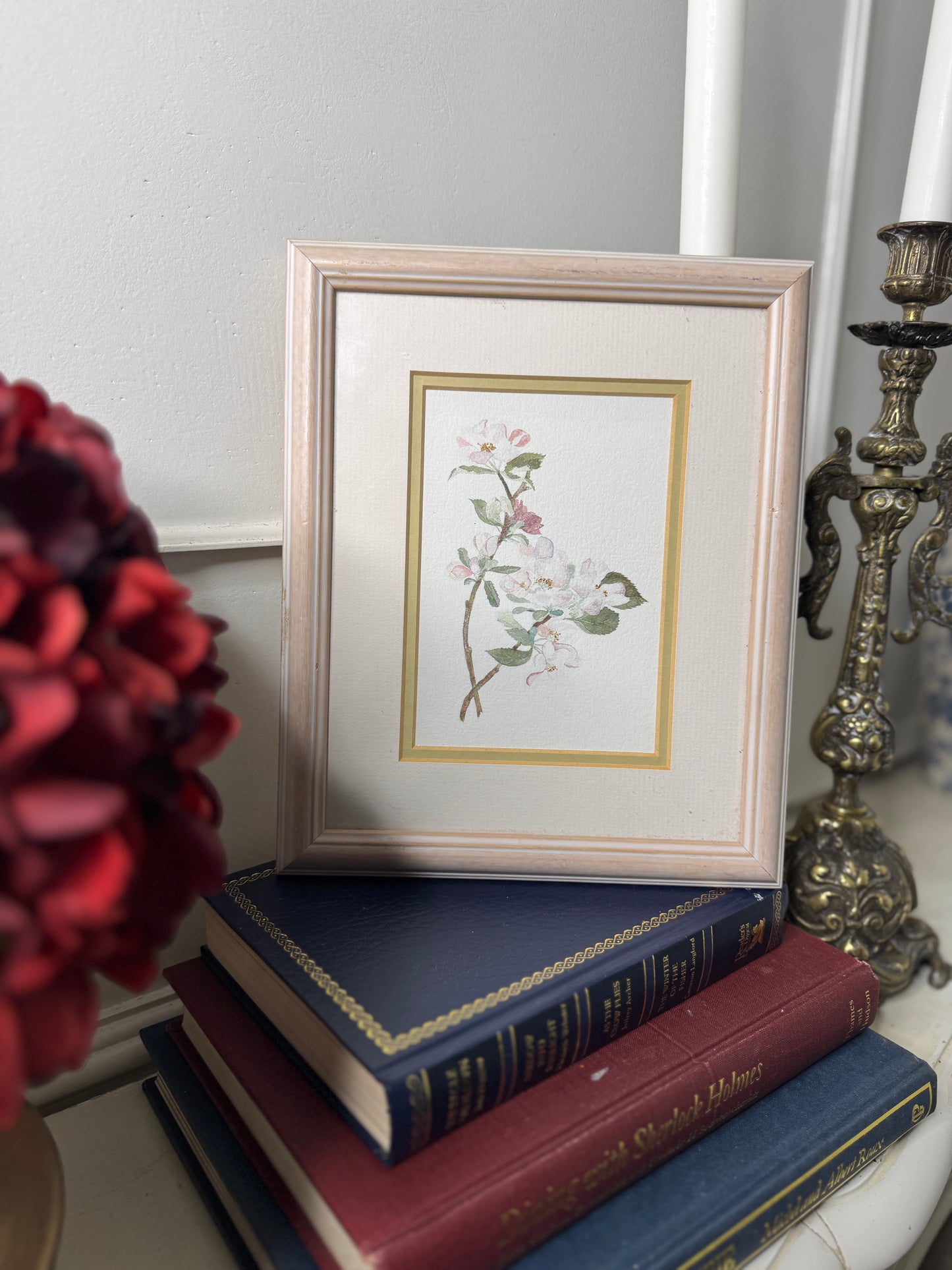 Vintage Floral Print in Pink Frame
