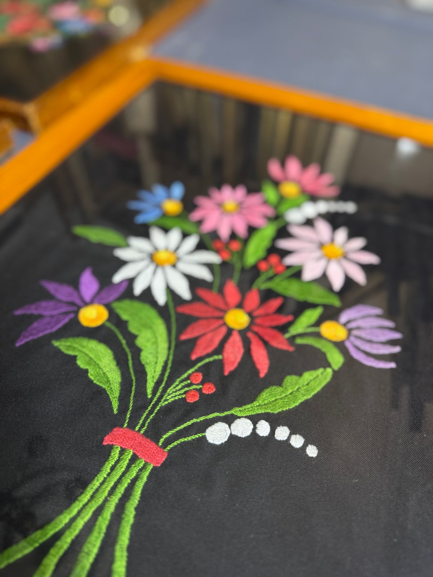 Rare 1950s Hungarian Kalocsa Matyó Embroidery – Vintage Heirloom Wall Hanging Set