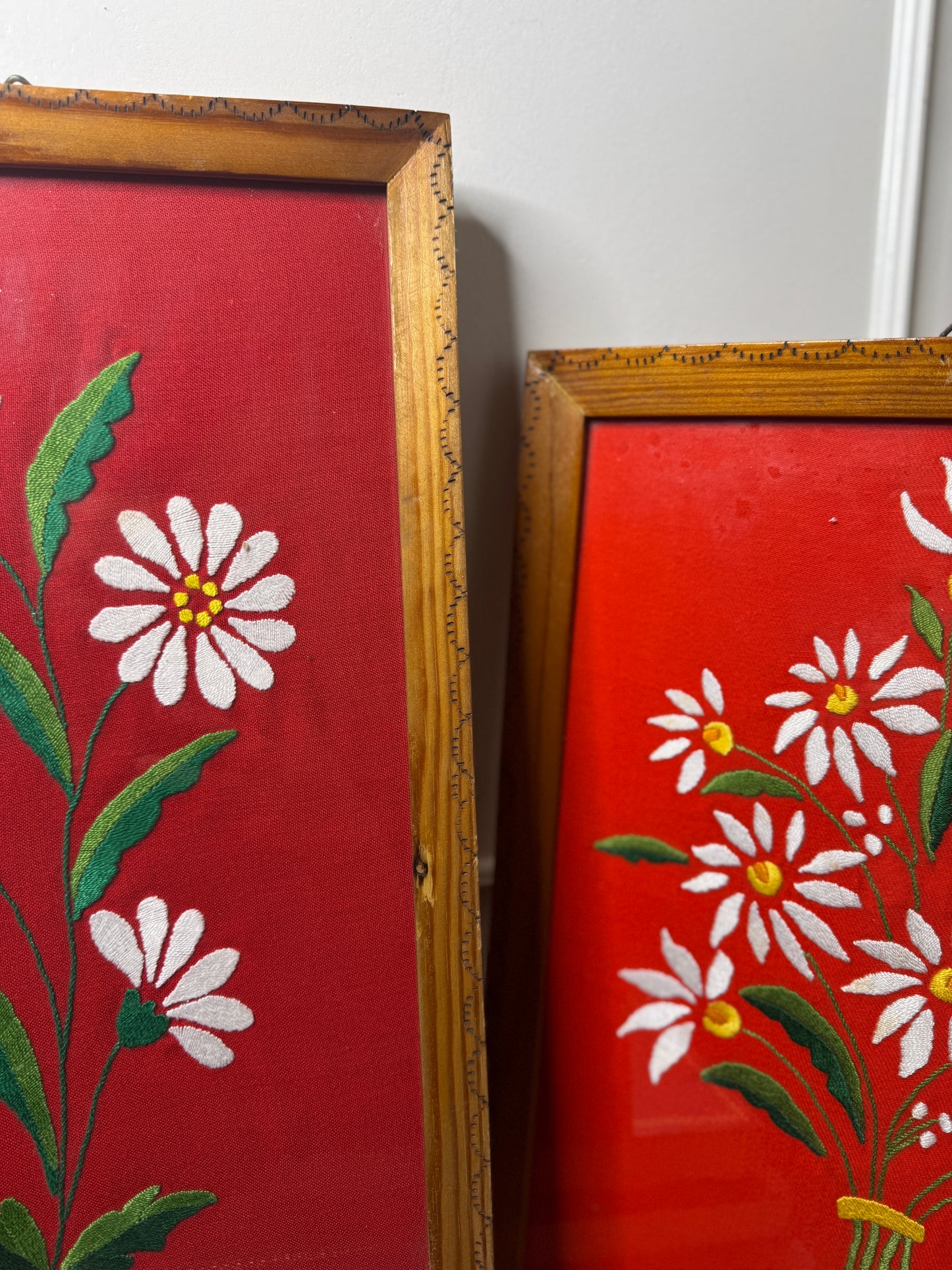Rare 1950s Hungarian Kalocsa Matyó Embroidery Heirloom Pair