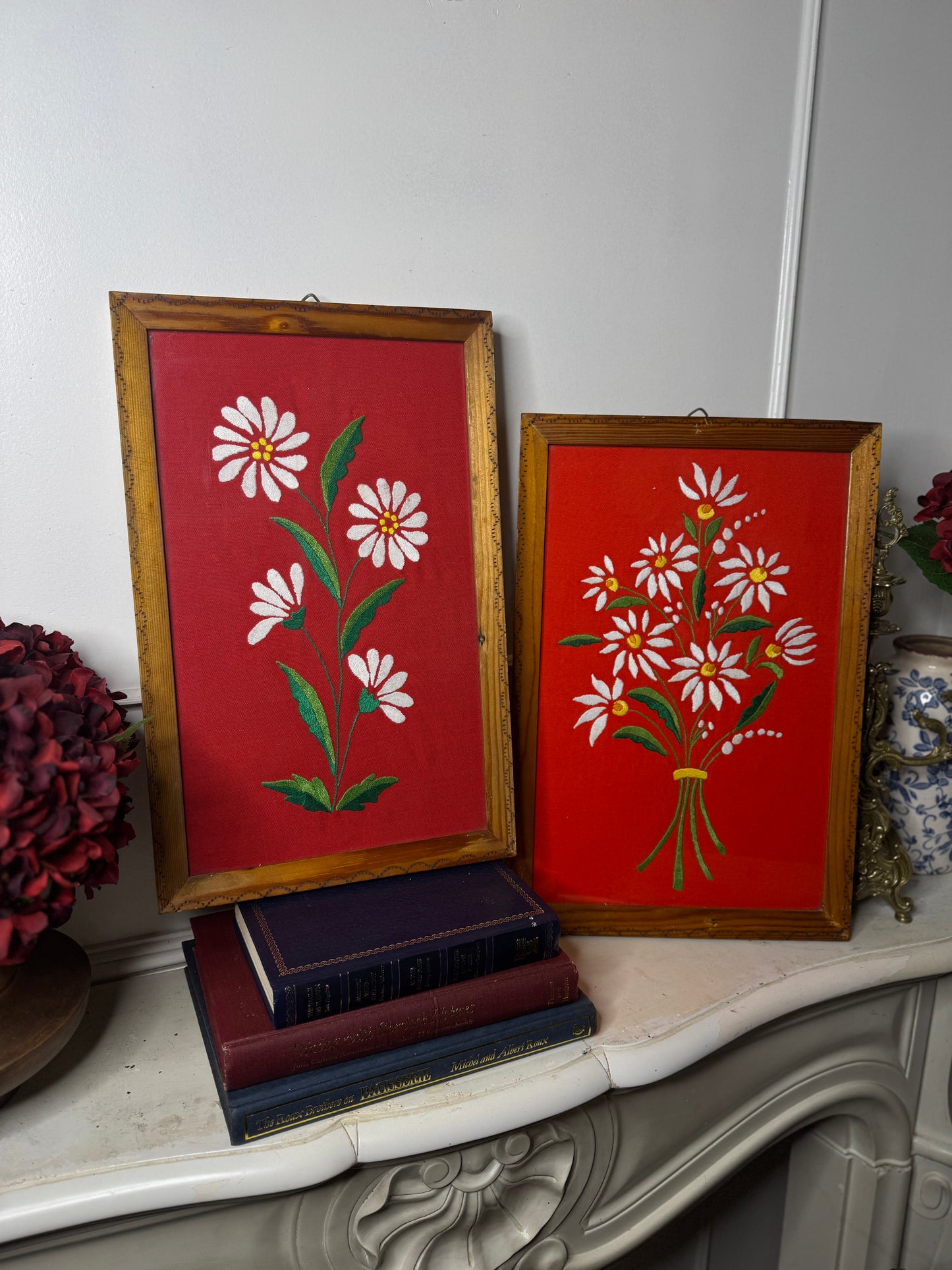 Rare 1950s Hungarian Kalocsa Matyó Embroidery Heirloom Pair