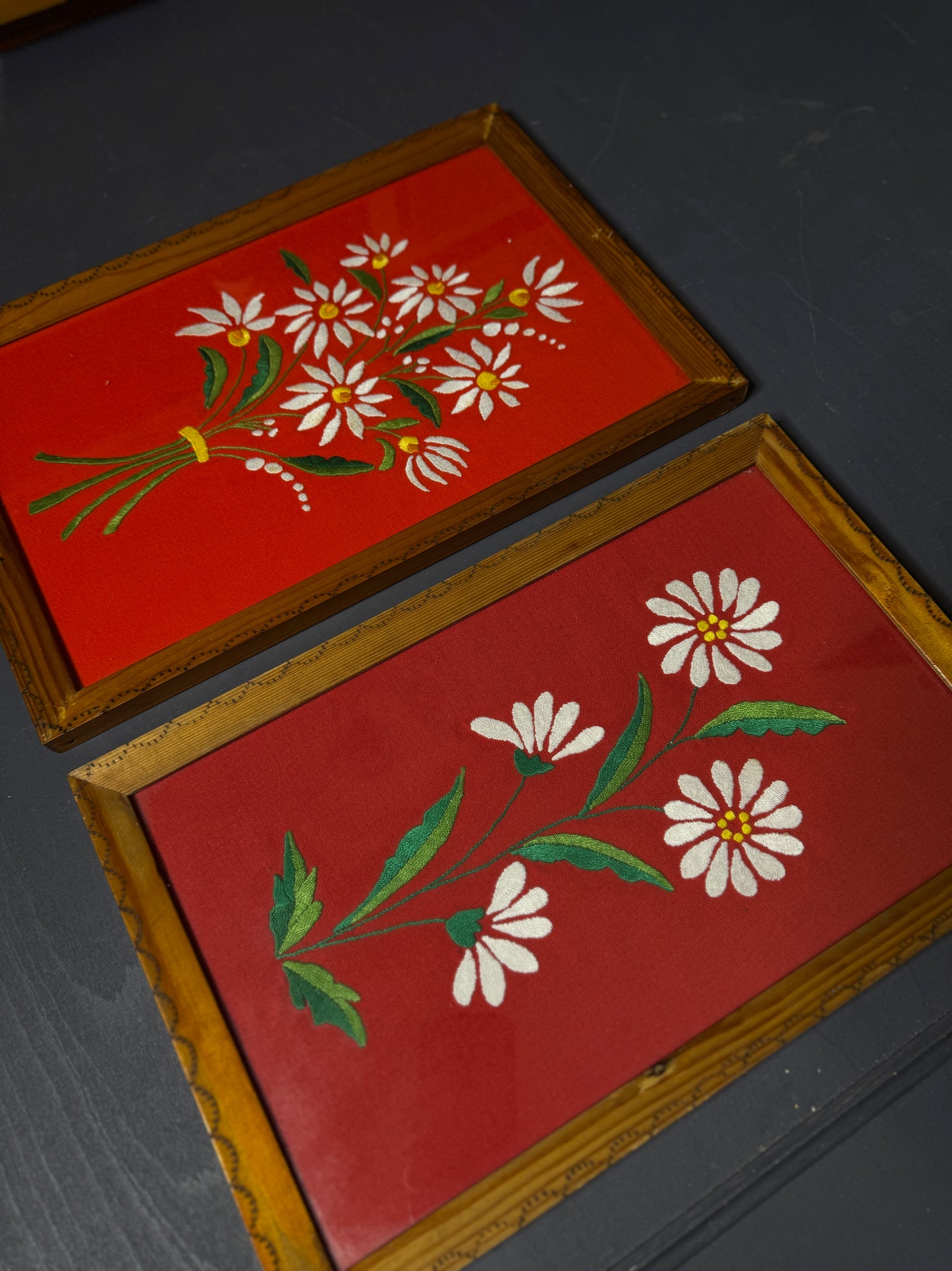 Rare 1950s Hungarian Kalocsa Matyó Embroidery Heirloom Pair