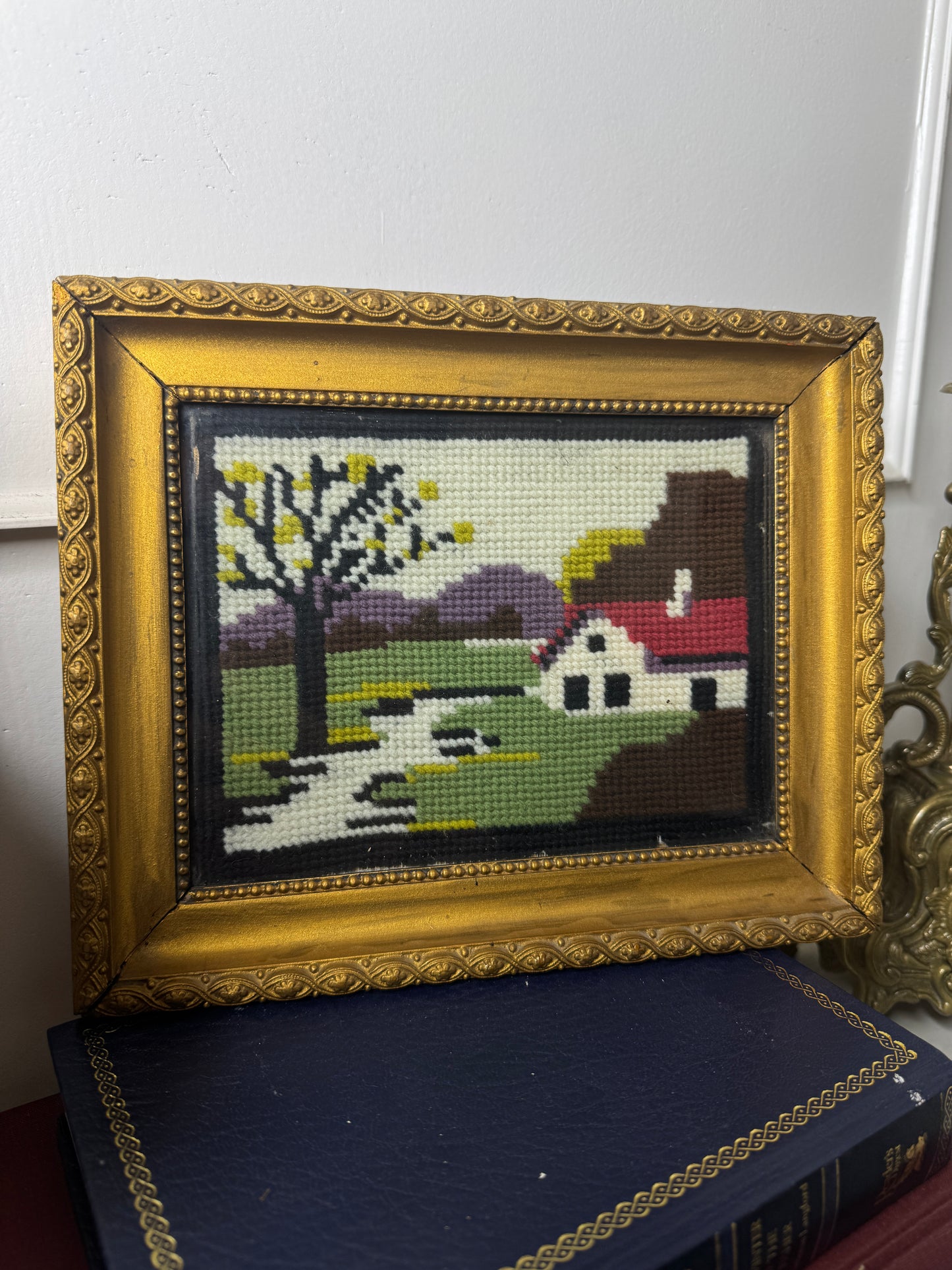 Hungarian Heritage – Rare Goblein / Embroidery Scene in Thick Gold Gilt Frame