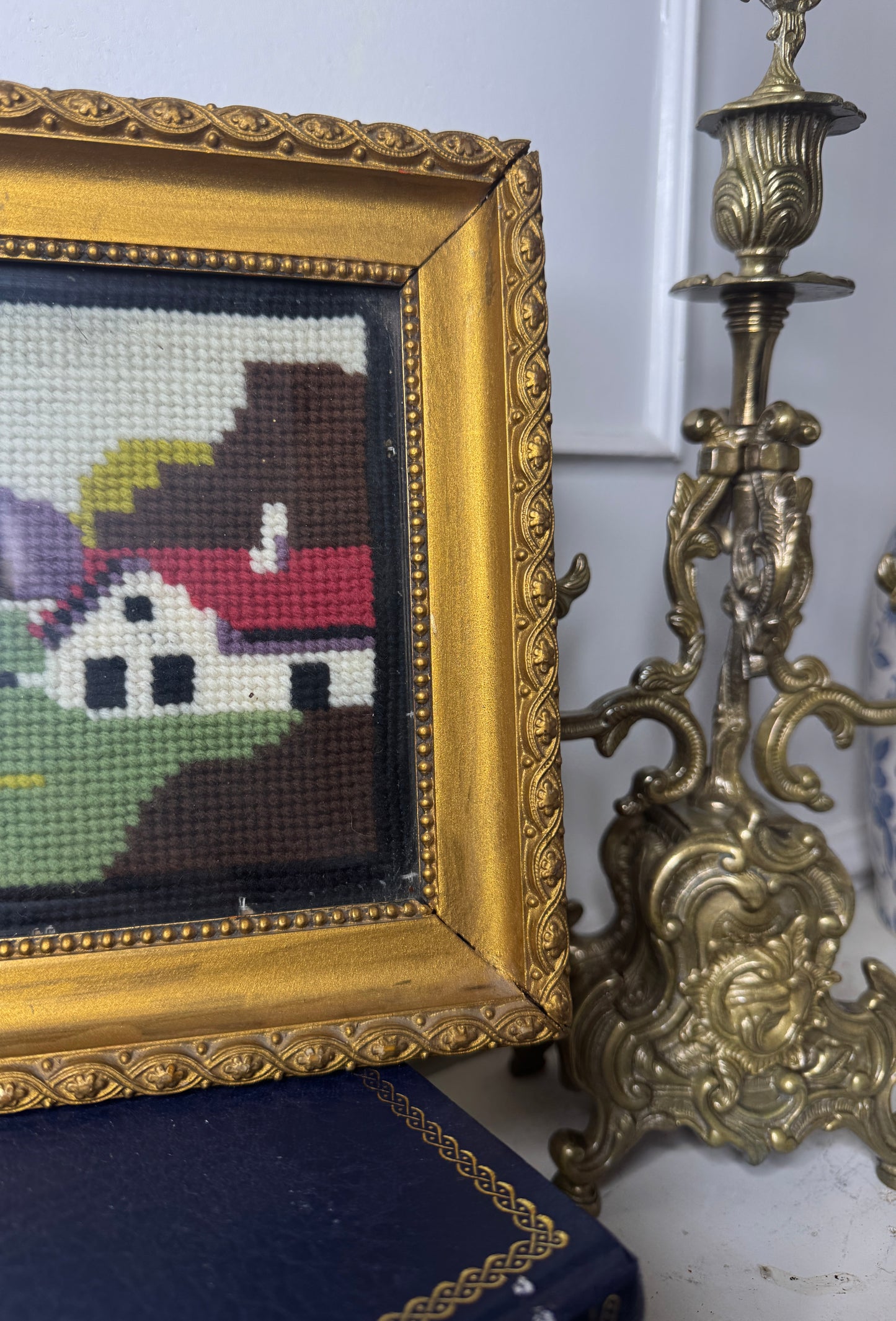 Hungarian Heritage – Rare Goblein / Embroidery Scene in Thick Gold Gilt Frame