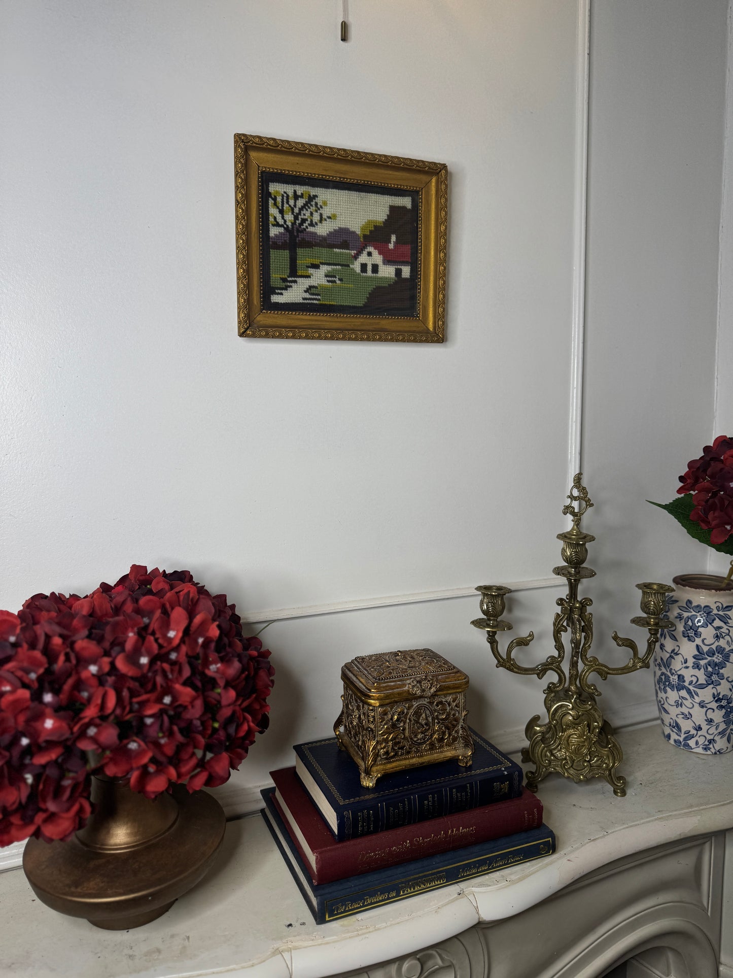 Hungarian Heritage – Rare Goblein / Embroidery Scene in Thick Gold Gilt Frame