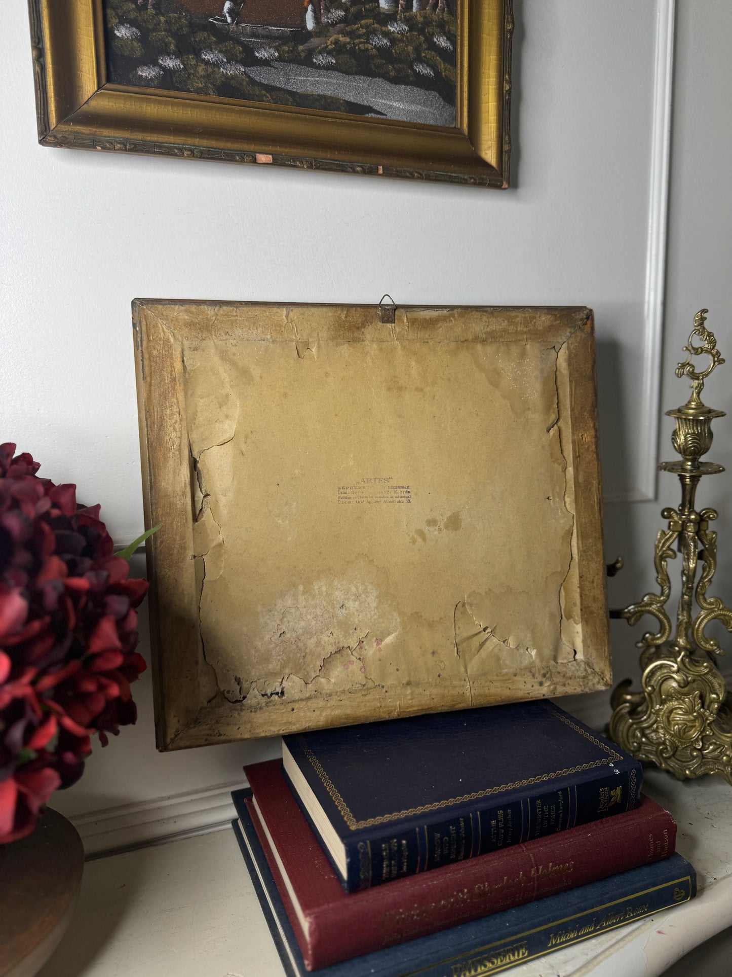 Hungarian Textile Artwork Set in Gold Gilt Frames – Antique Pair (c. 1950s)