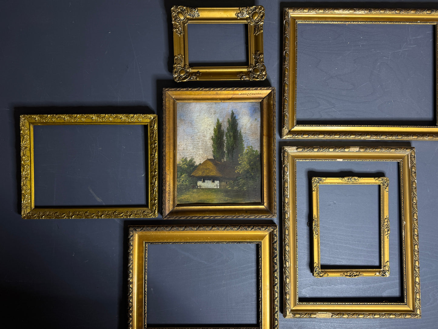 Grand Hungarian Heritage Art Ensemble – Vintage Oil Painting with Ornate Gold Frames