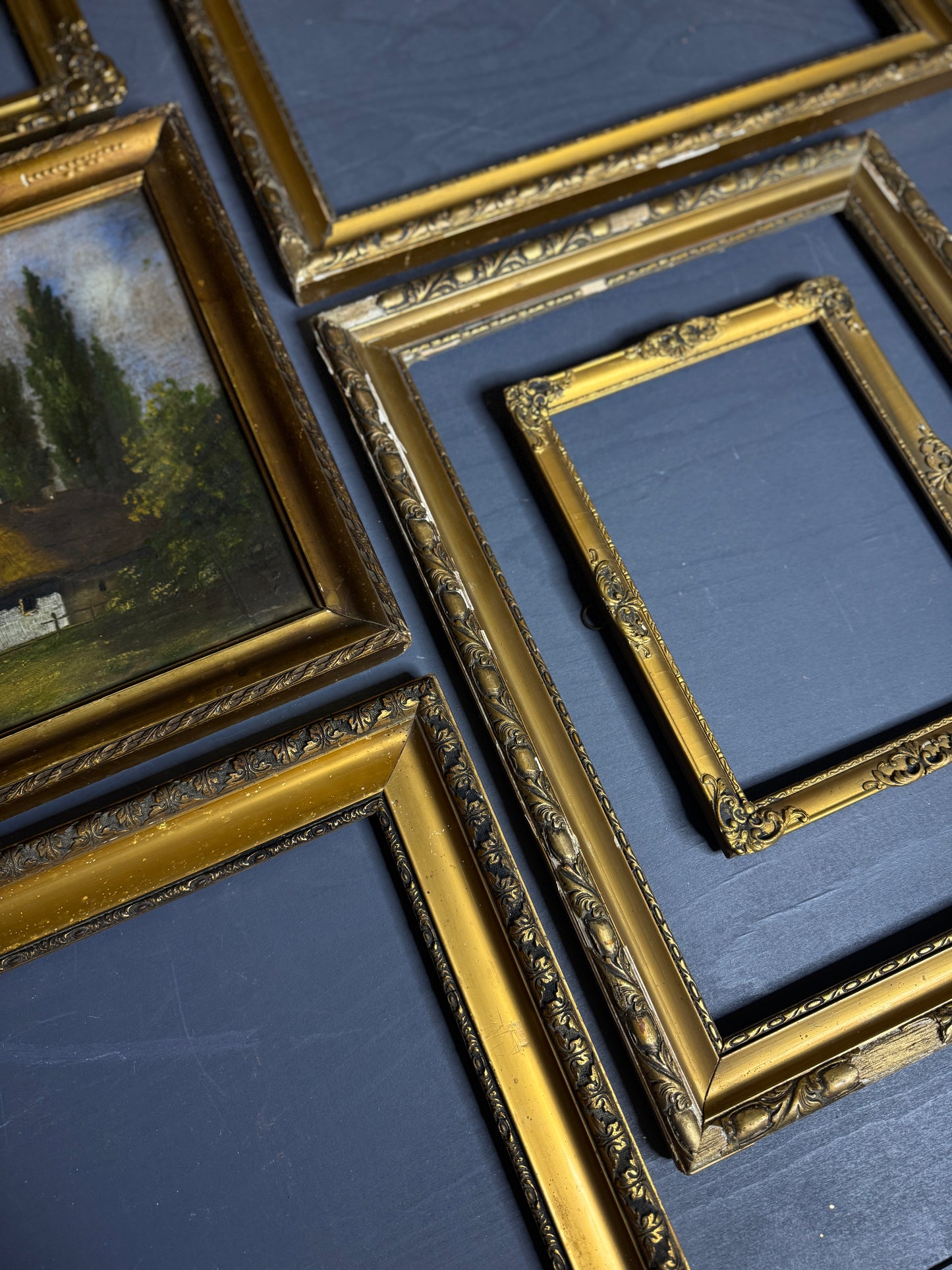 Grand Hungarian Heritage Art Ensemble – Vintage Oil Painting with Ornate Gold Frames